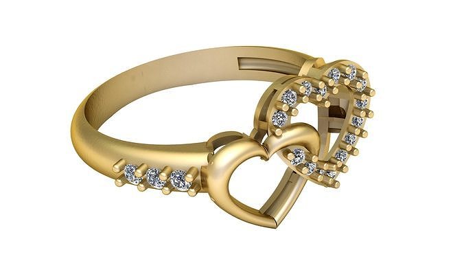 DOUBLE LOVELY HEART RING 3D PRINTAELE MODEL 3D print model