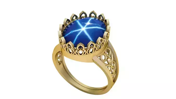 BLUE SAPPHIRE MEN FASHION RING 3D PRINTABLE MODEL