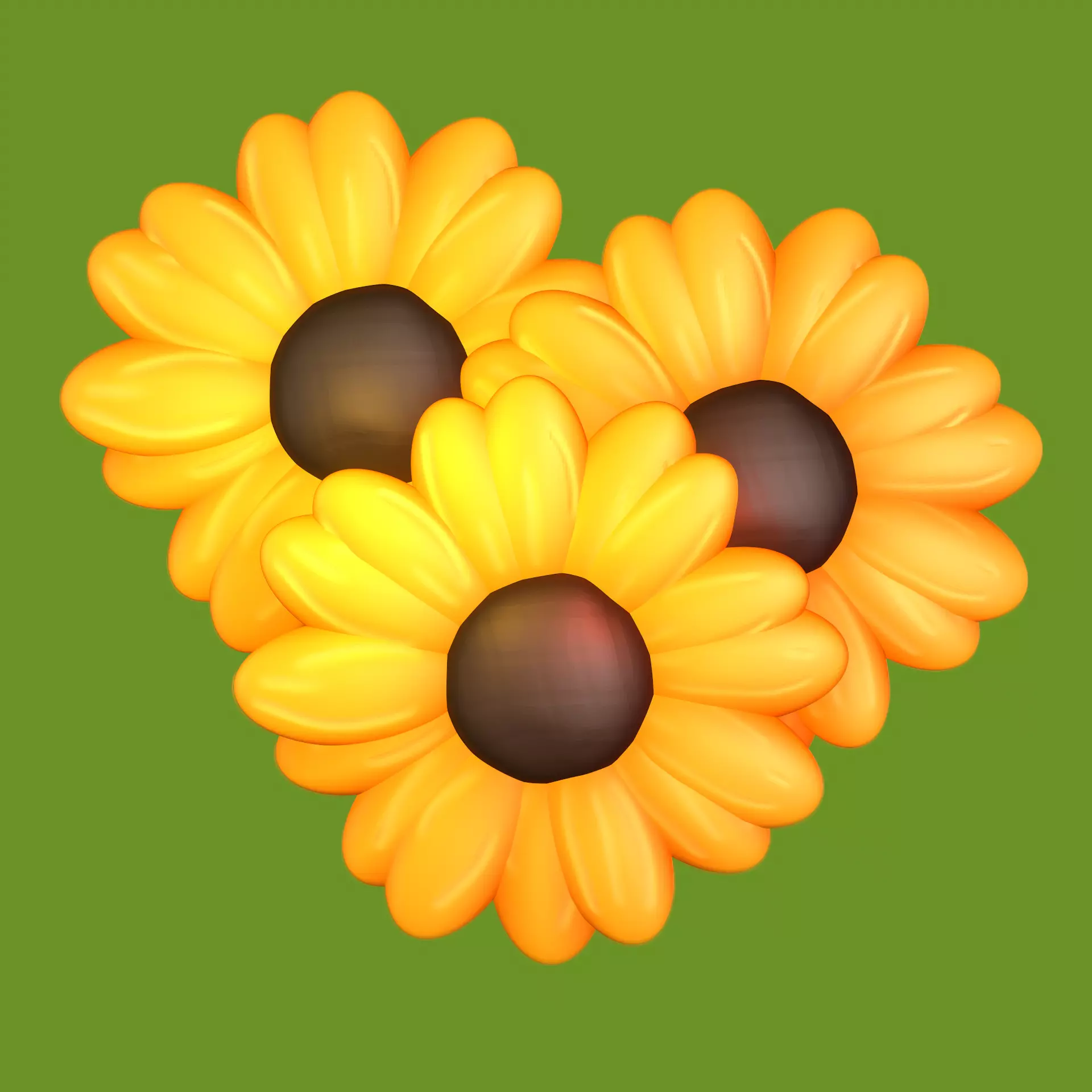 Trio of Sunlit Blooms Model 3D 3D model