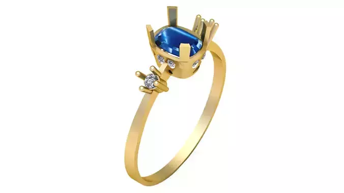 ENGAGEMENT RING BLUE SAPPHIRE 3D PRINTABLE MODEL