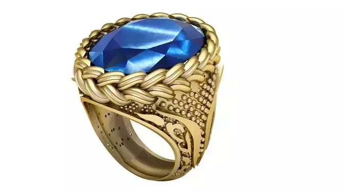 BIG STONE BLUE SAPPHIRE RING 3D PRINTABLE MODEL