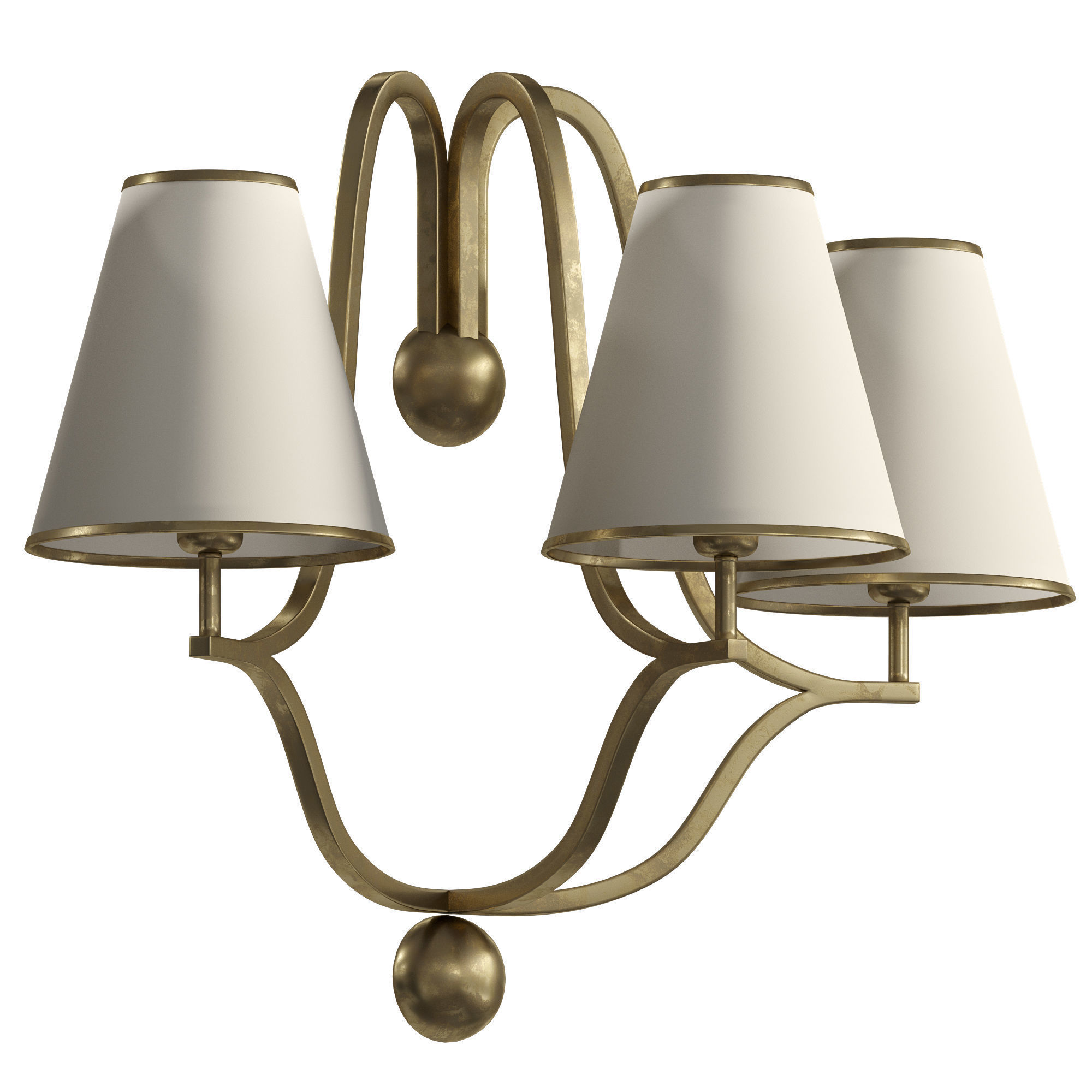 Jacques 3 Branched Sconce by Jean Royere 3D model_4