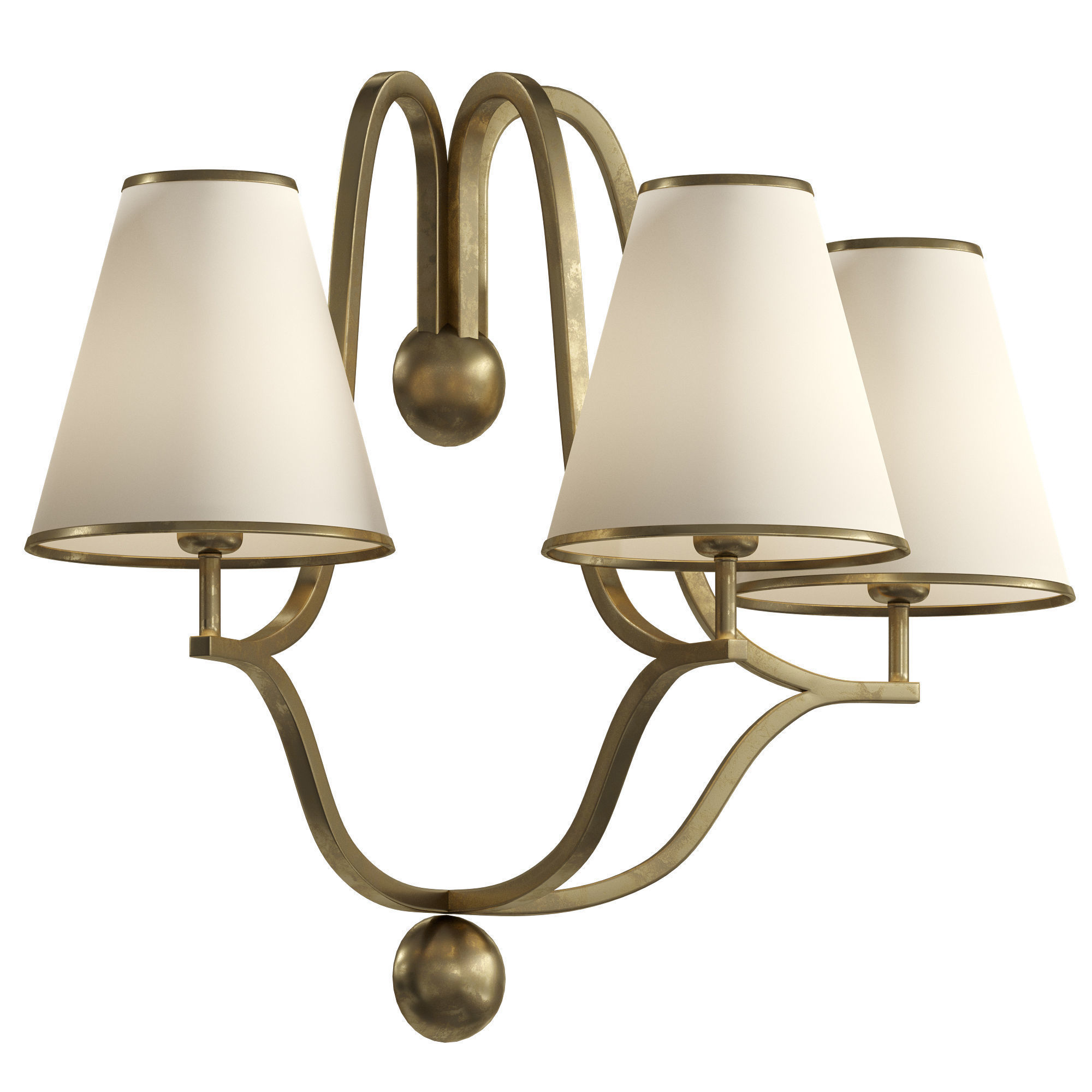 Jacques 3 Branched Sconce by Jean Royere 3D model_3