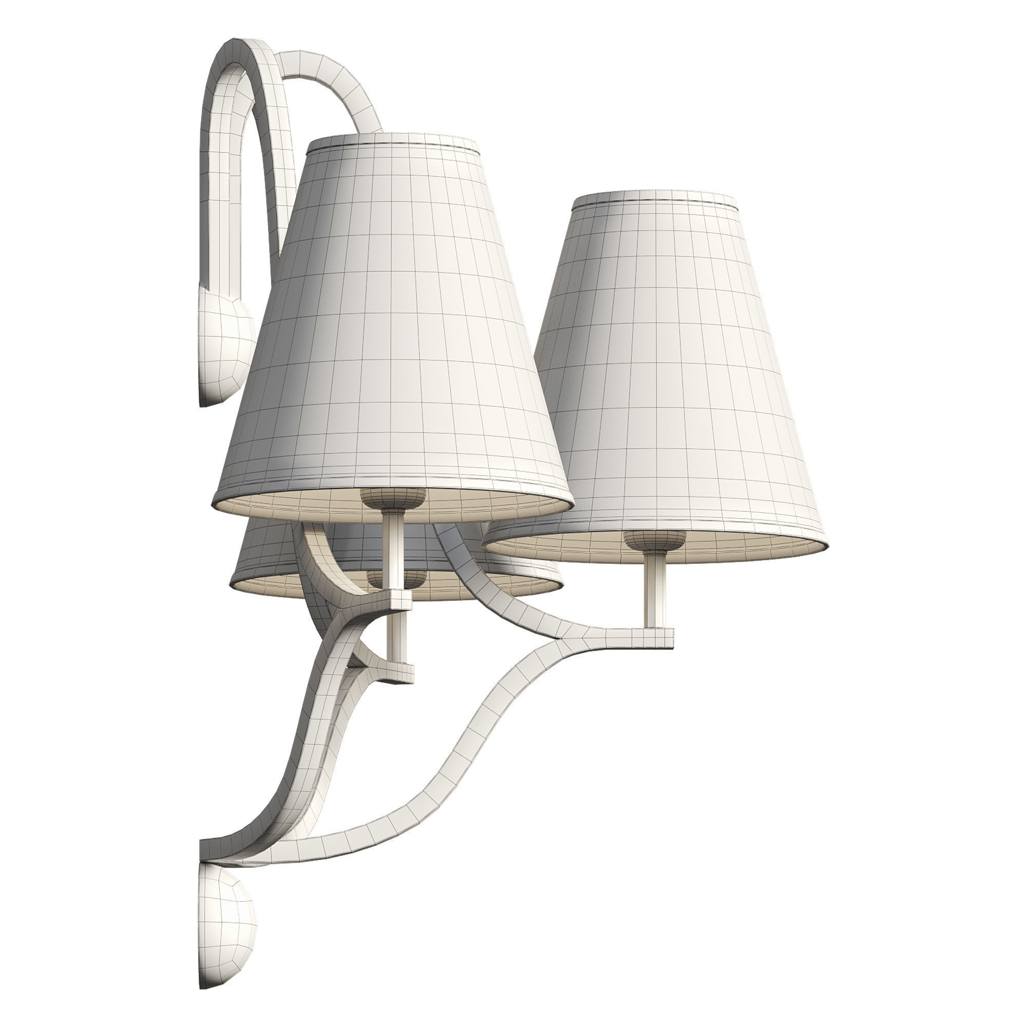 Jacques 3 Branched Sconce by Jean Royere 3D model_8
