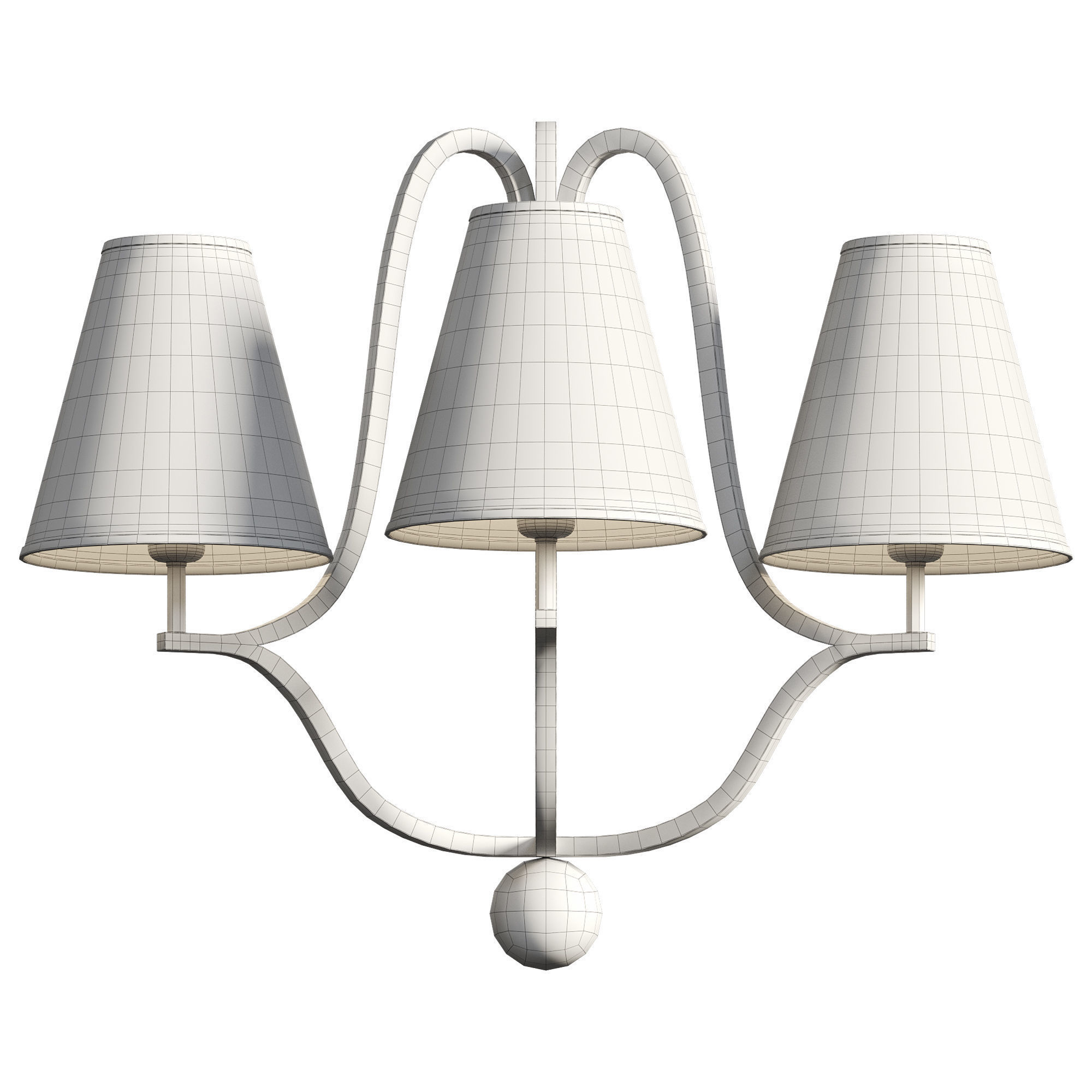 Jacques 3 Branched Sconce by Jean Royere 3D model_2