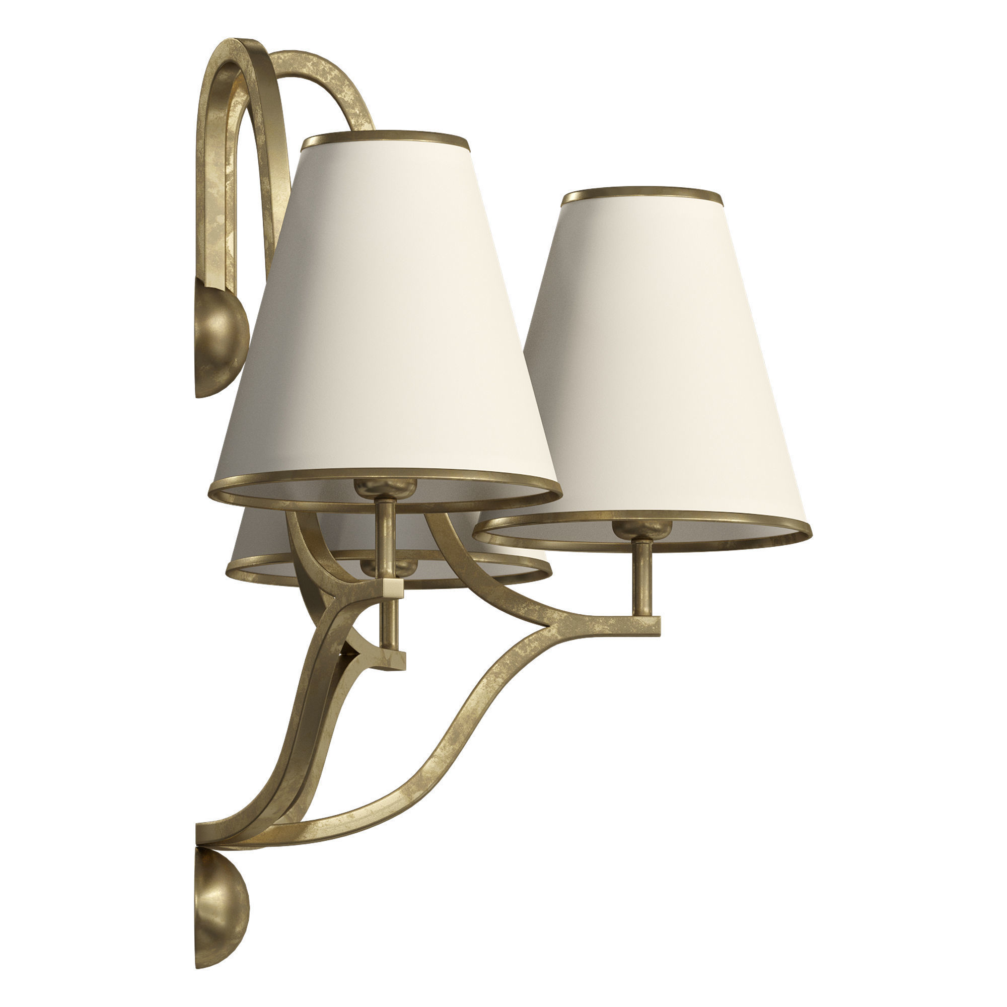 Jacques 3 Branched Sconce by Jean Royere 3D model_7