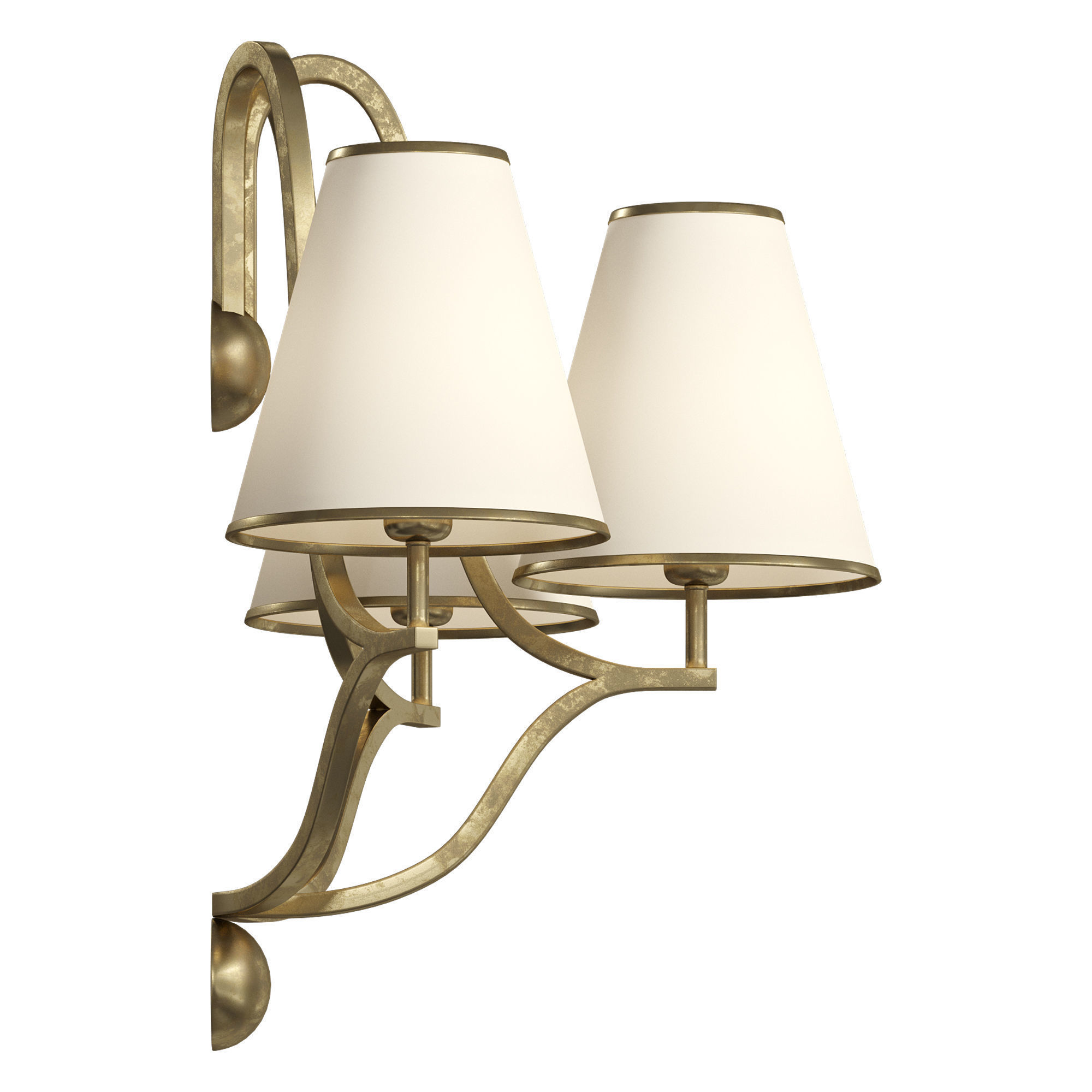 Jacques 3 Branched Sconce by Jean Royere 3D model_6