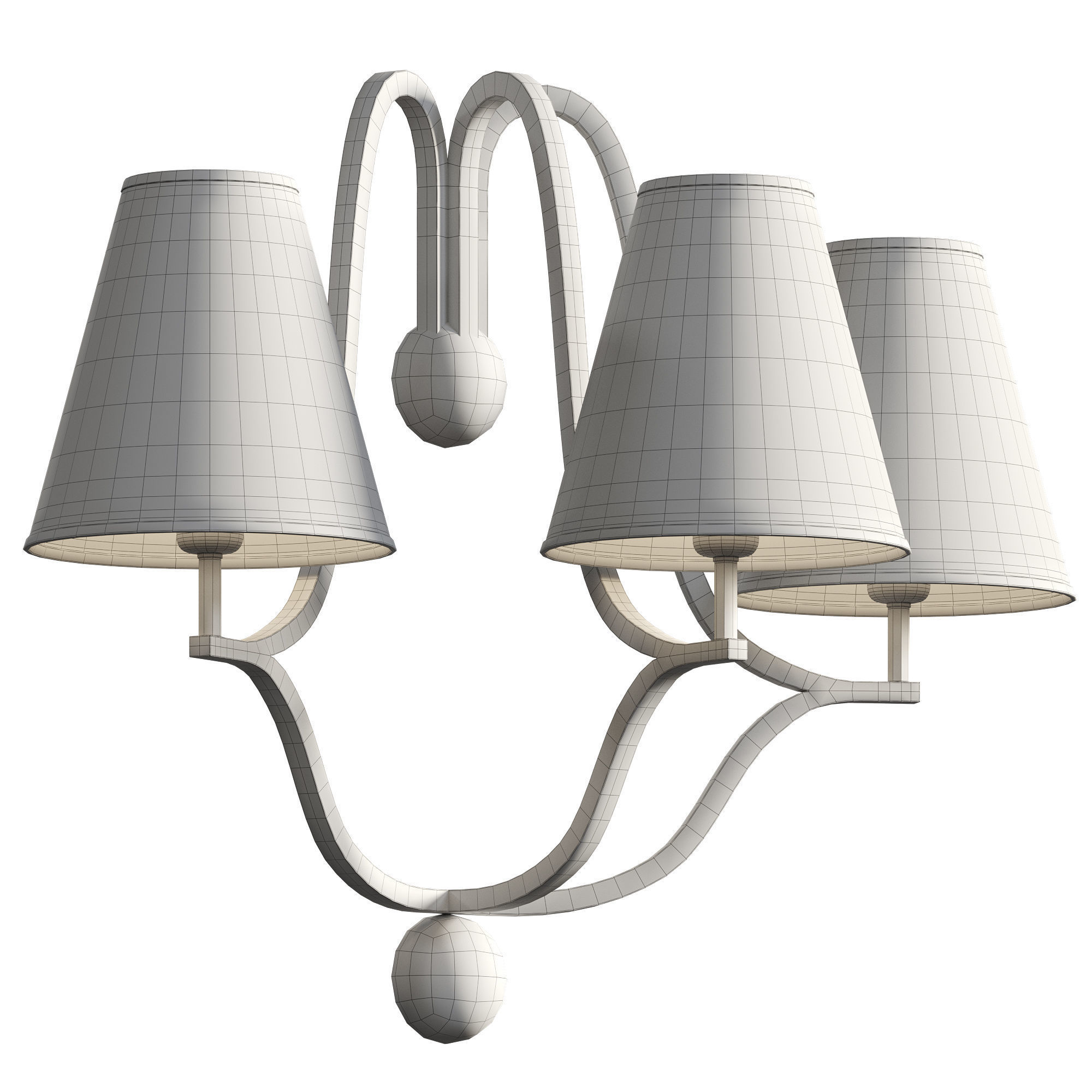 Jacques 3 Branched Sconce by Jean Royere 3D model_5