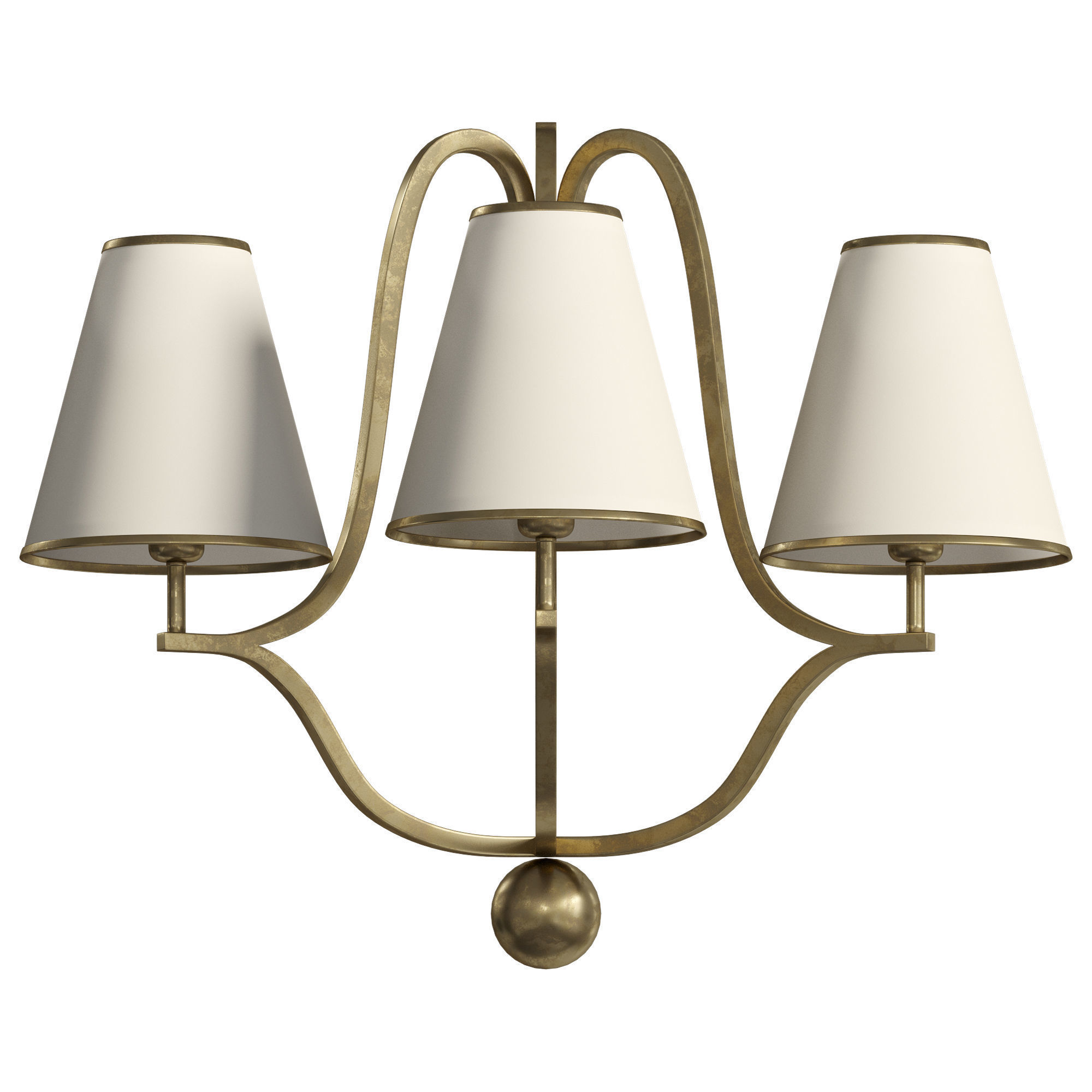 Jacques 3 Branched Sconce by Jean Royere 3D model_1