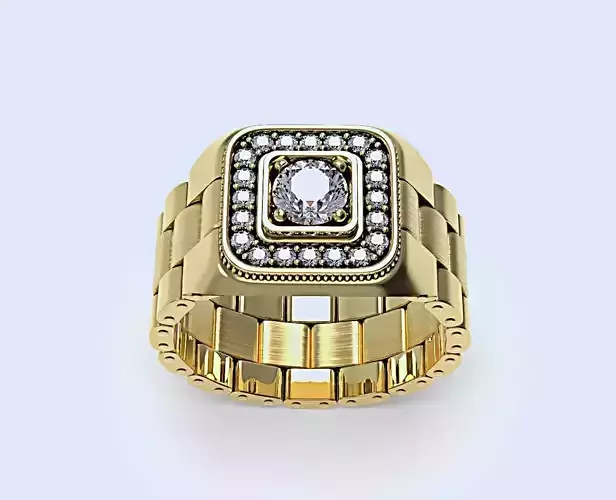 Diamond Gold Watch Design Ring MR 25 3D print model