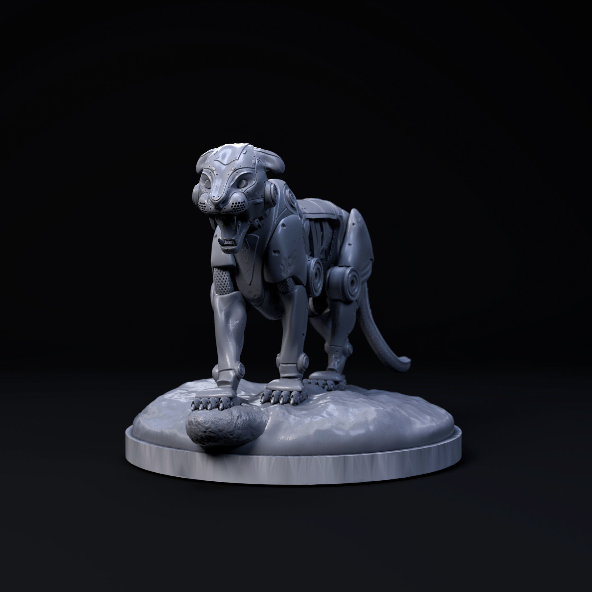 Tiger mecha robot 32mm scale pre-supported animal 3D print model_2