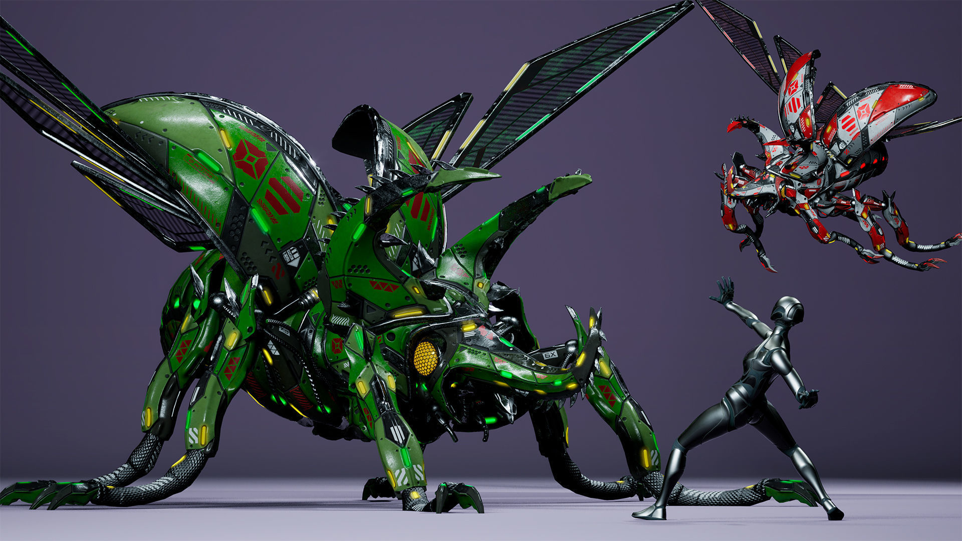 Sci-Fi Insect Stag-Beetle Low-poly 3D model_14