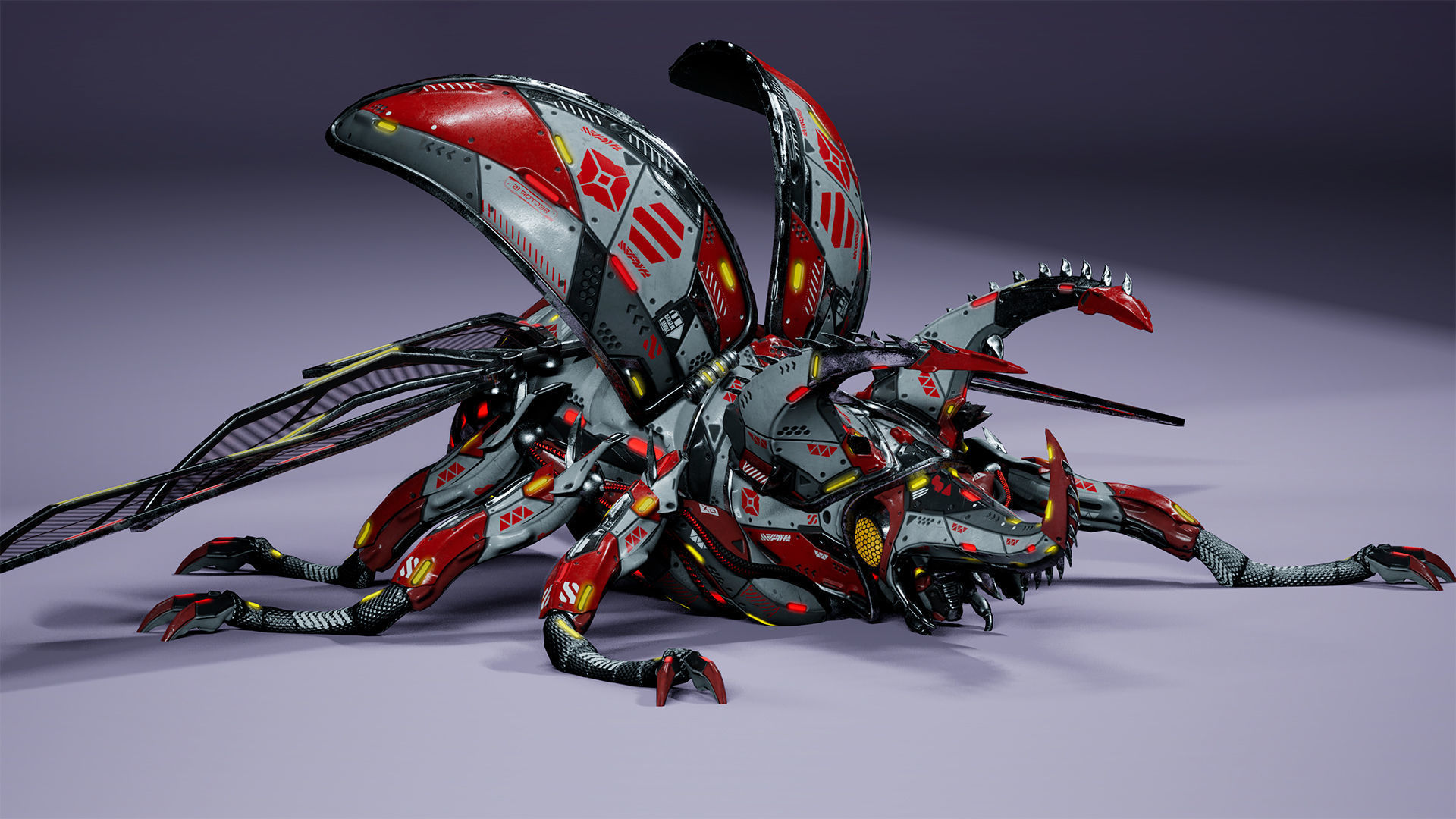 Sci-Fi Insect Stag-Beetle Low-poly 3D model_16