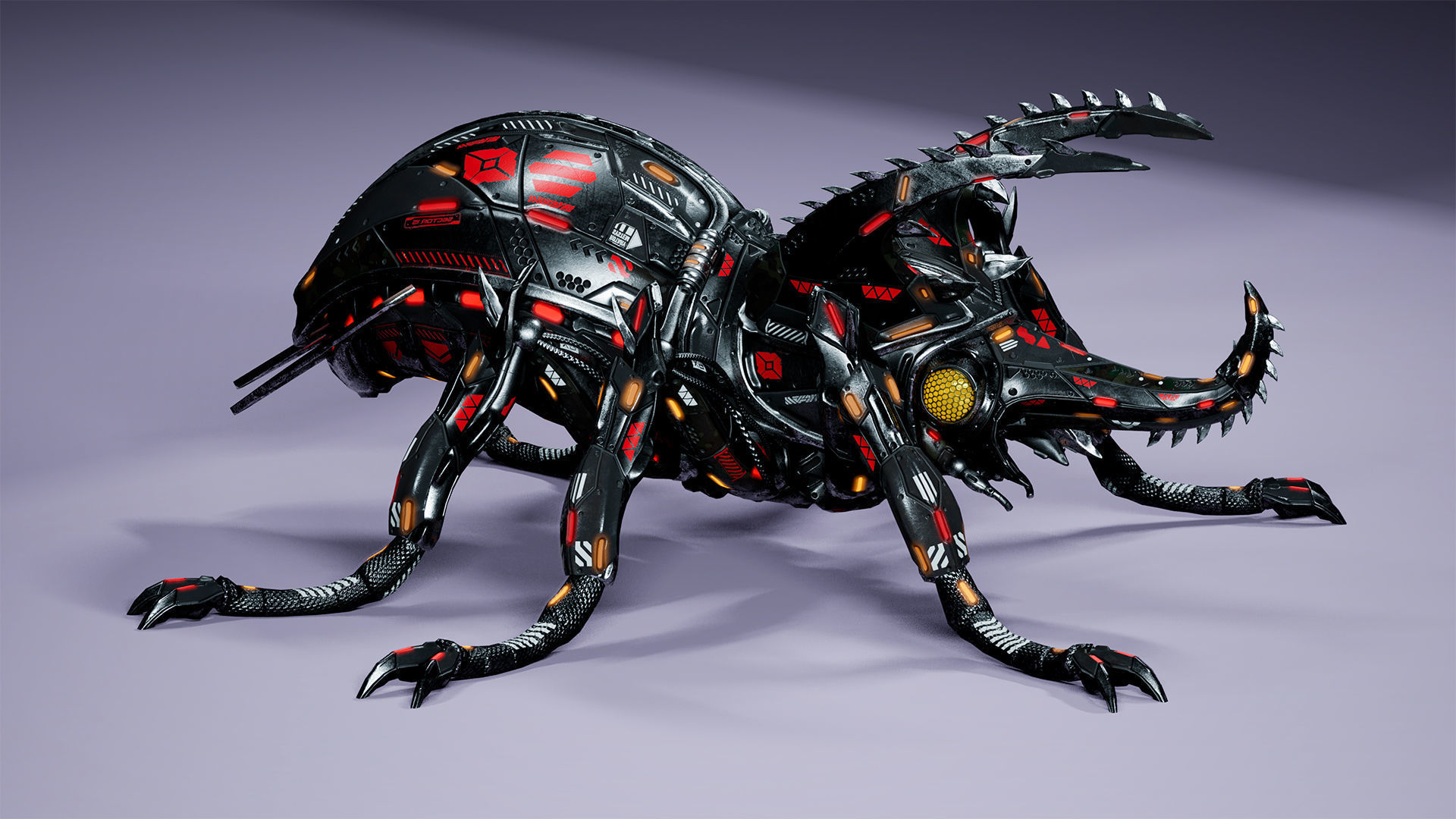 Sci-Fi Insect Stag-Beetle Low-poly 3D model_11