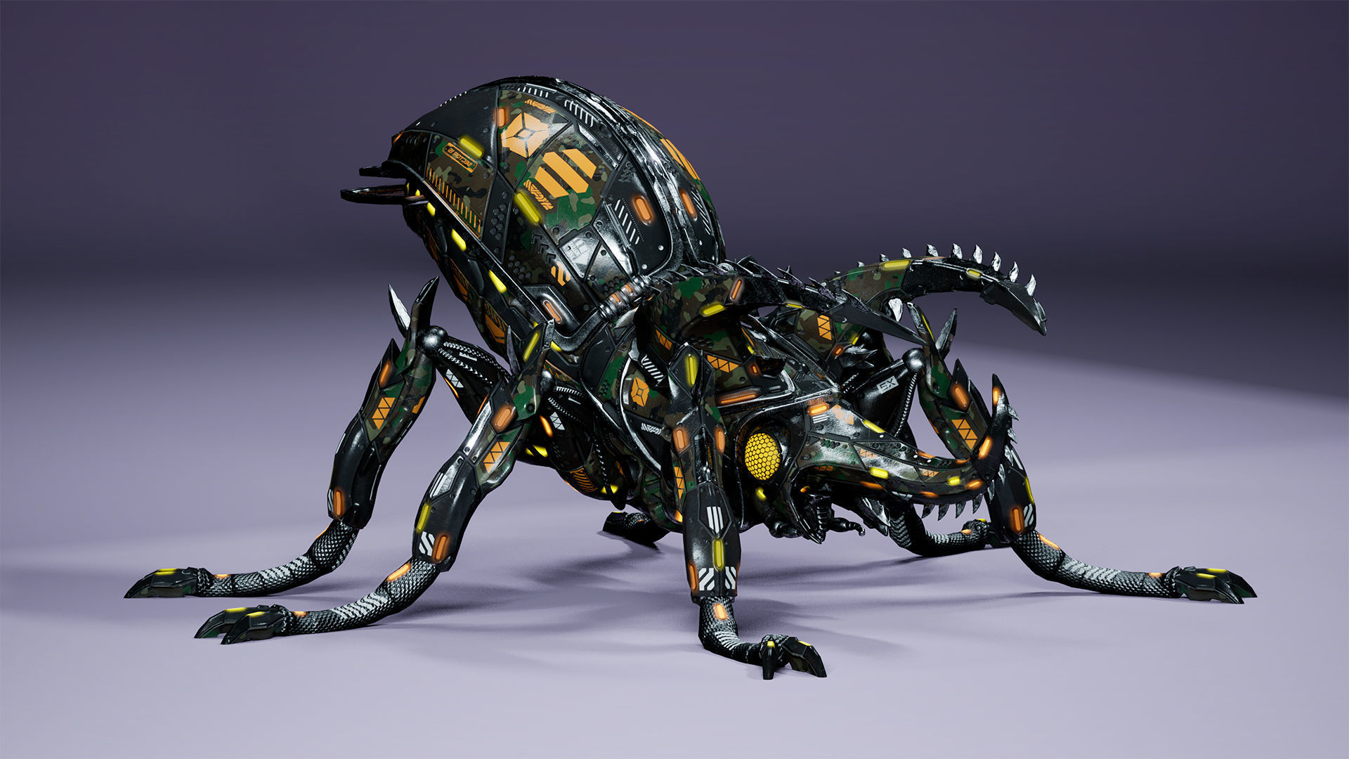 Sci-Fi Insect Stag-Beetle Low-poly 3D model_8