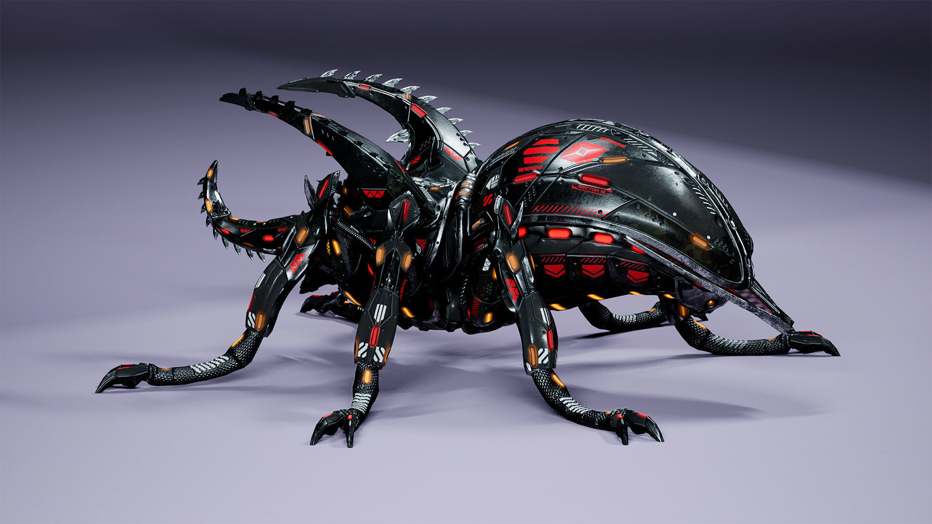 Sci-Fi Insect Stag-Beetle Low-poly 3D model_10