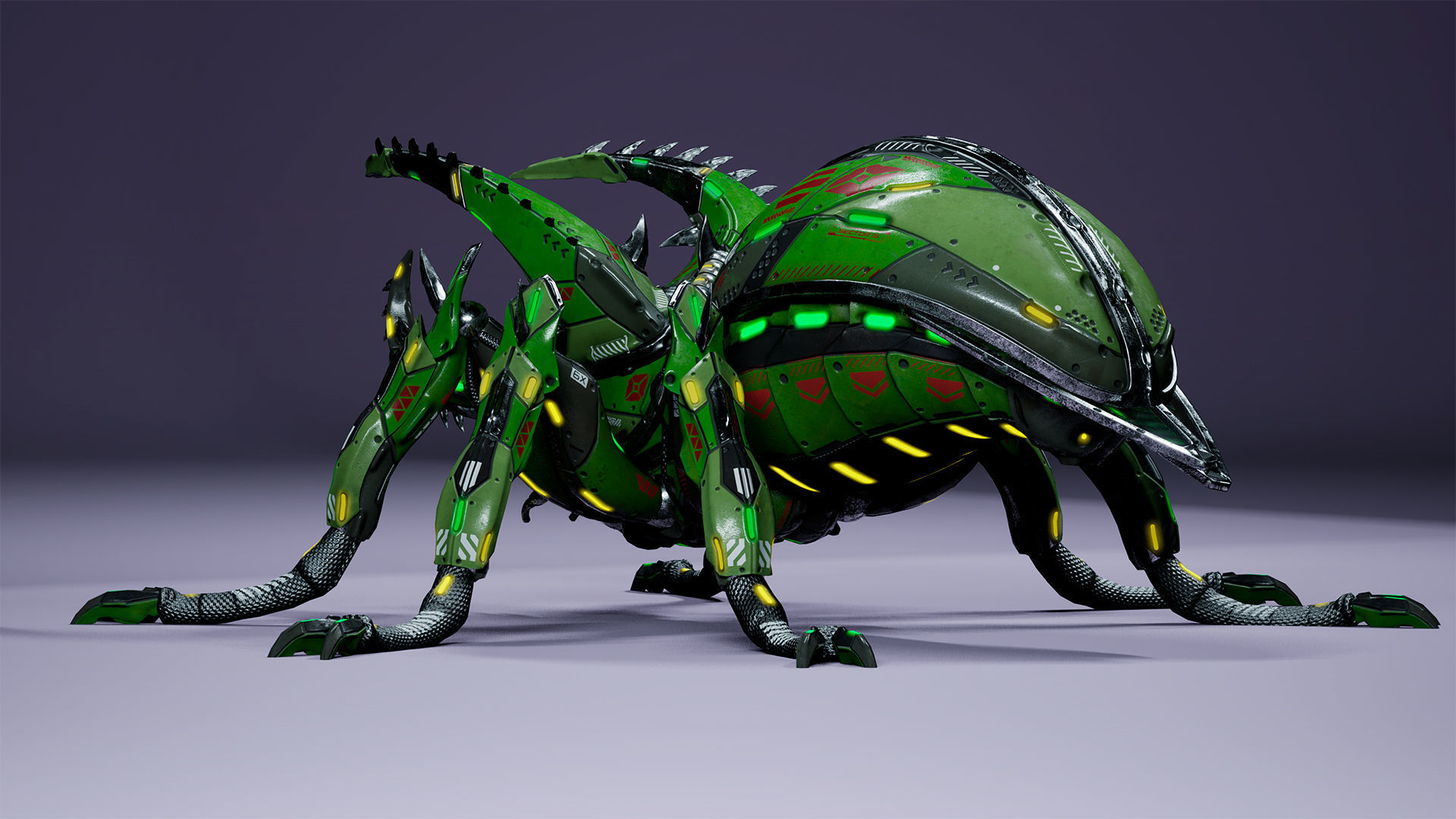 Sci-Fi Insect Stag-Beetle Low-poly 3D model_13