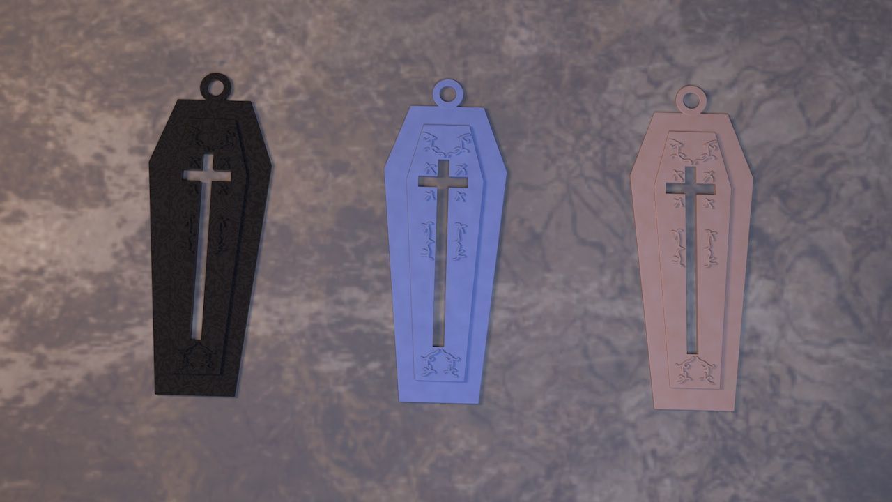 coffin earring 3D print model_6