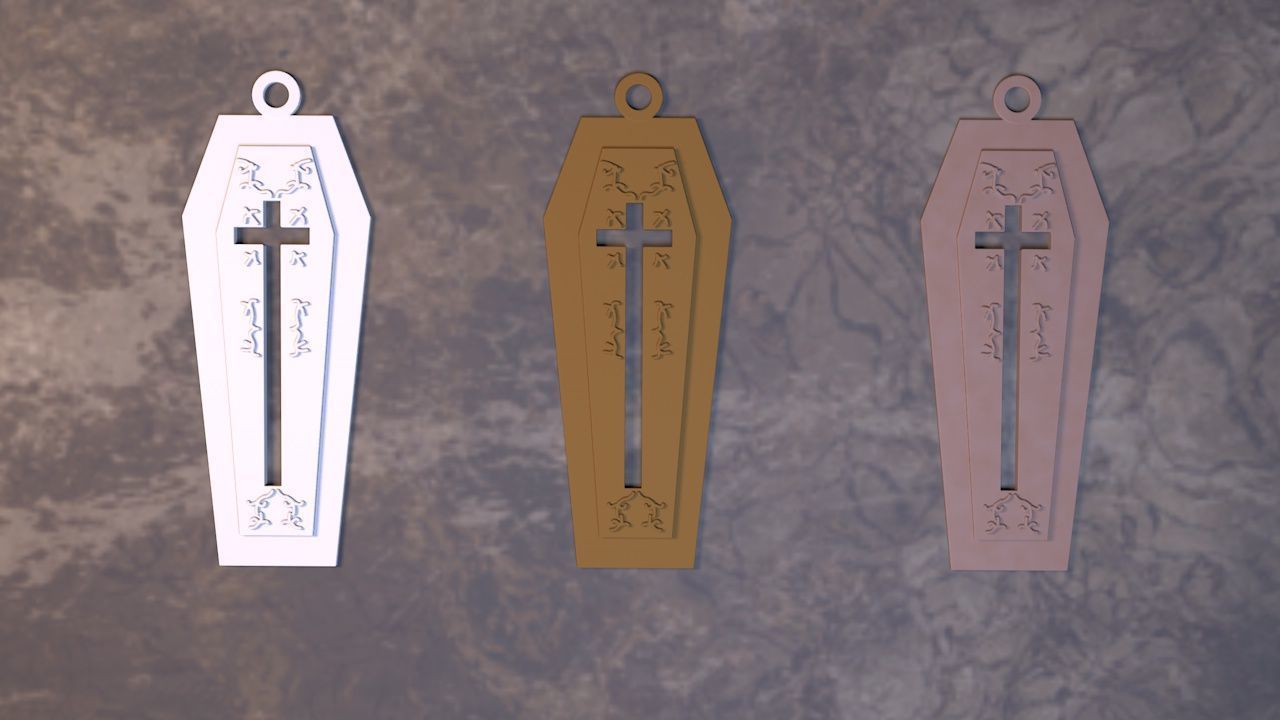 coffin earring 3D print model_2