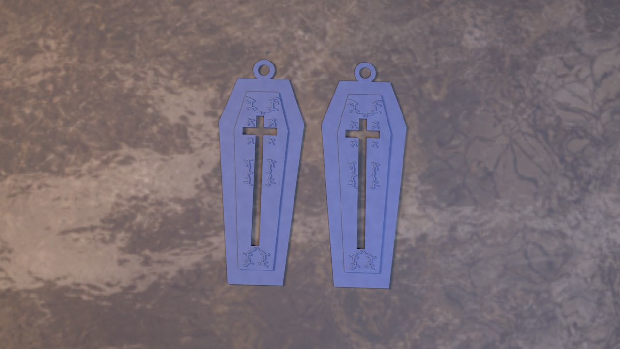 coffin earring 3D print model_4