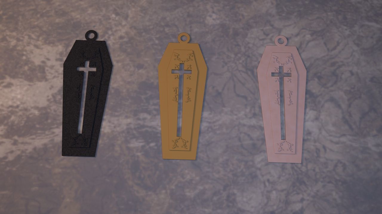 coffin earring 3D print model_10