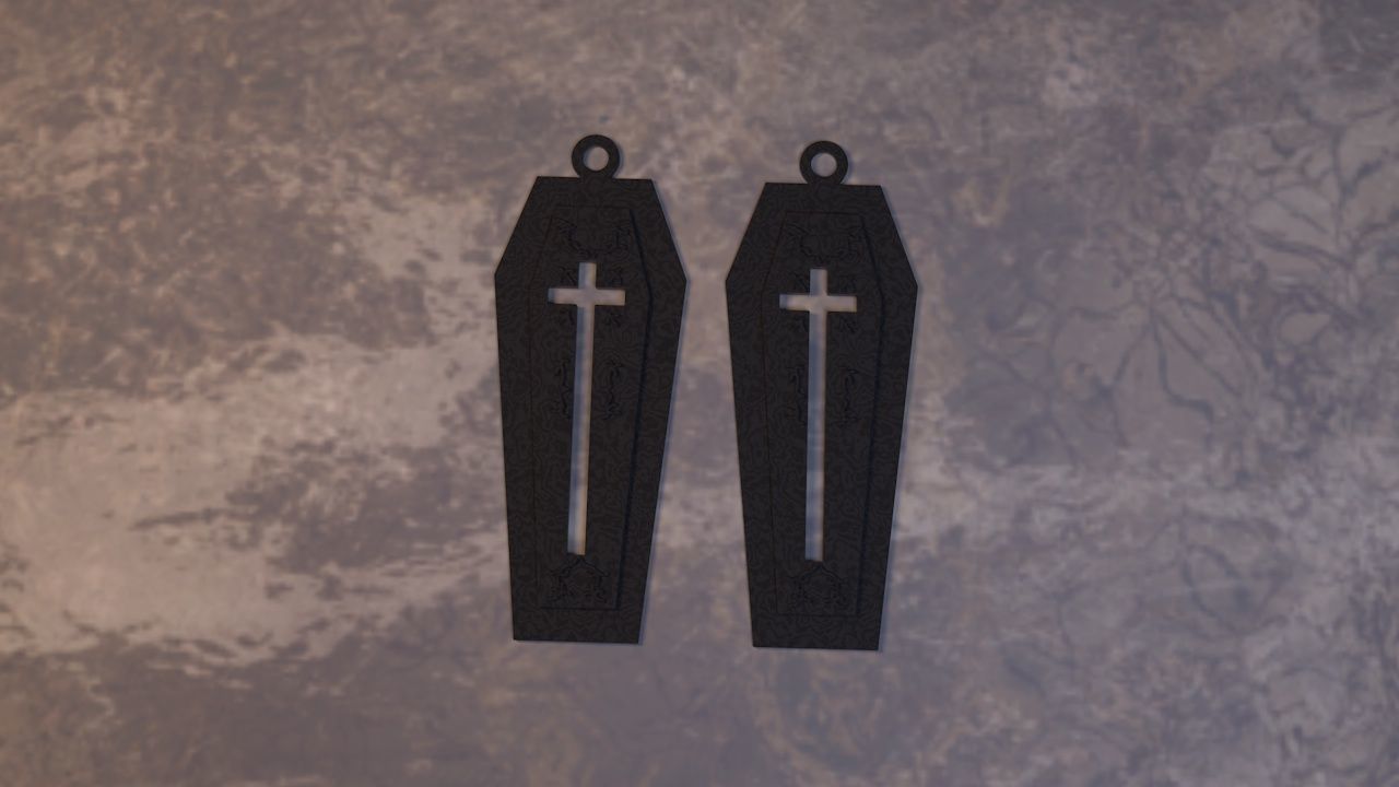 coffin earring 3D print model_5