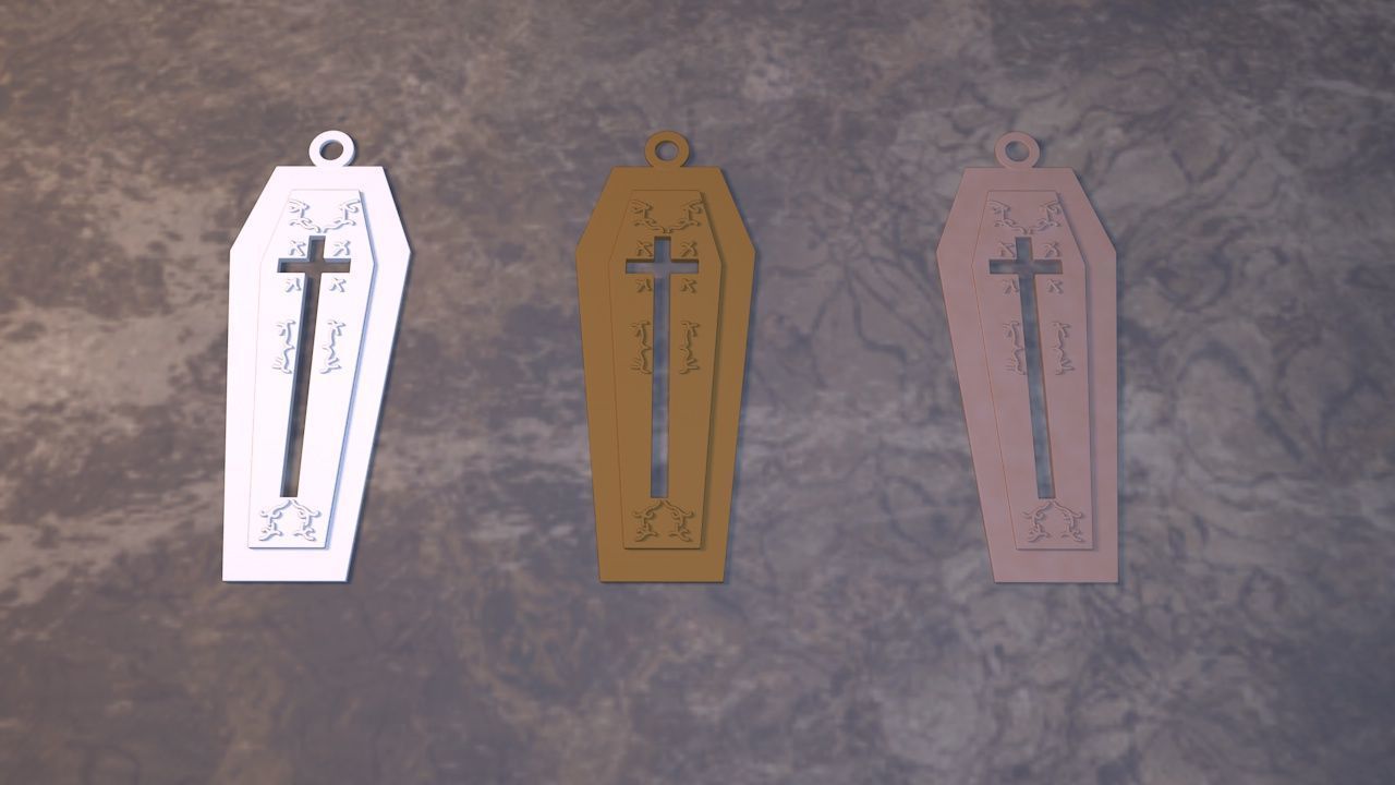 coffin earring 3D print model_11