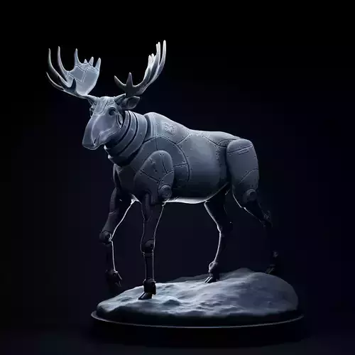 Moose mecha robot 32mm scale pre-supported animal 3D print model