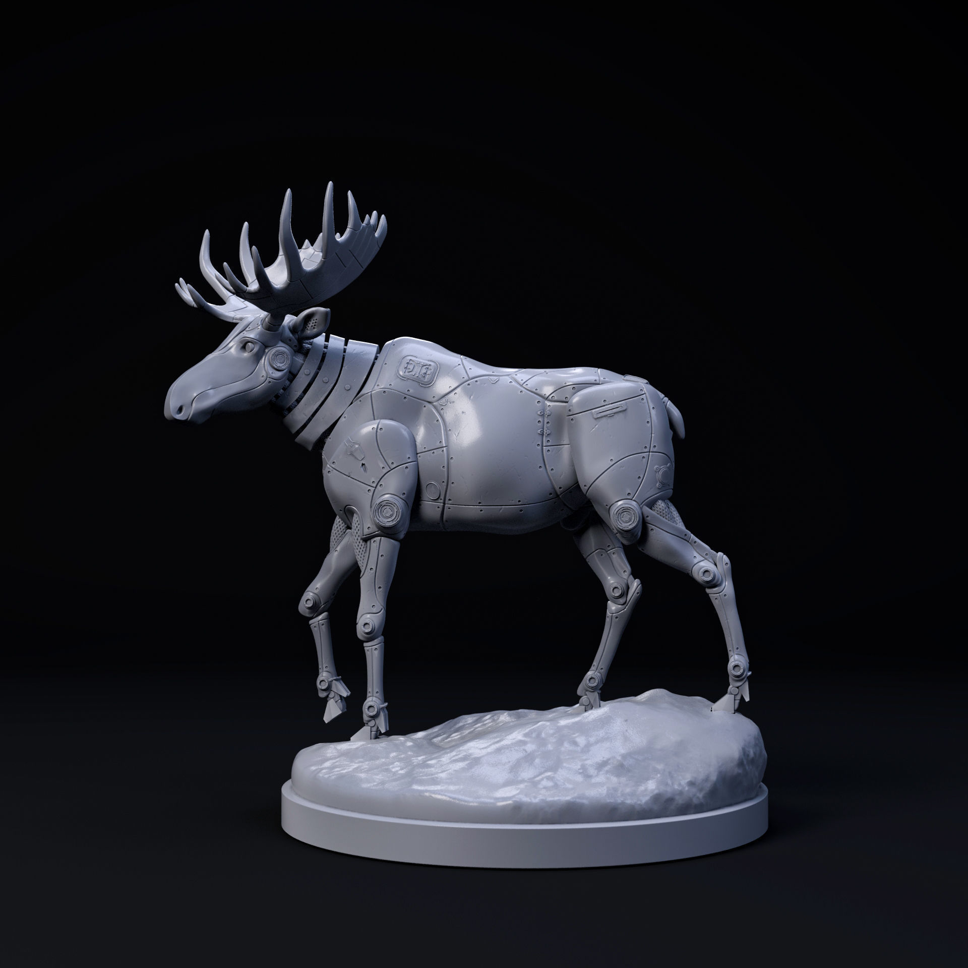 Moose mecha robot 32mm scale pre-supported animal 3D print model_2