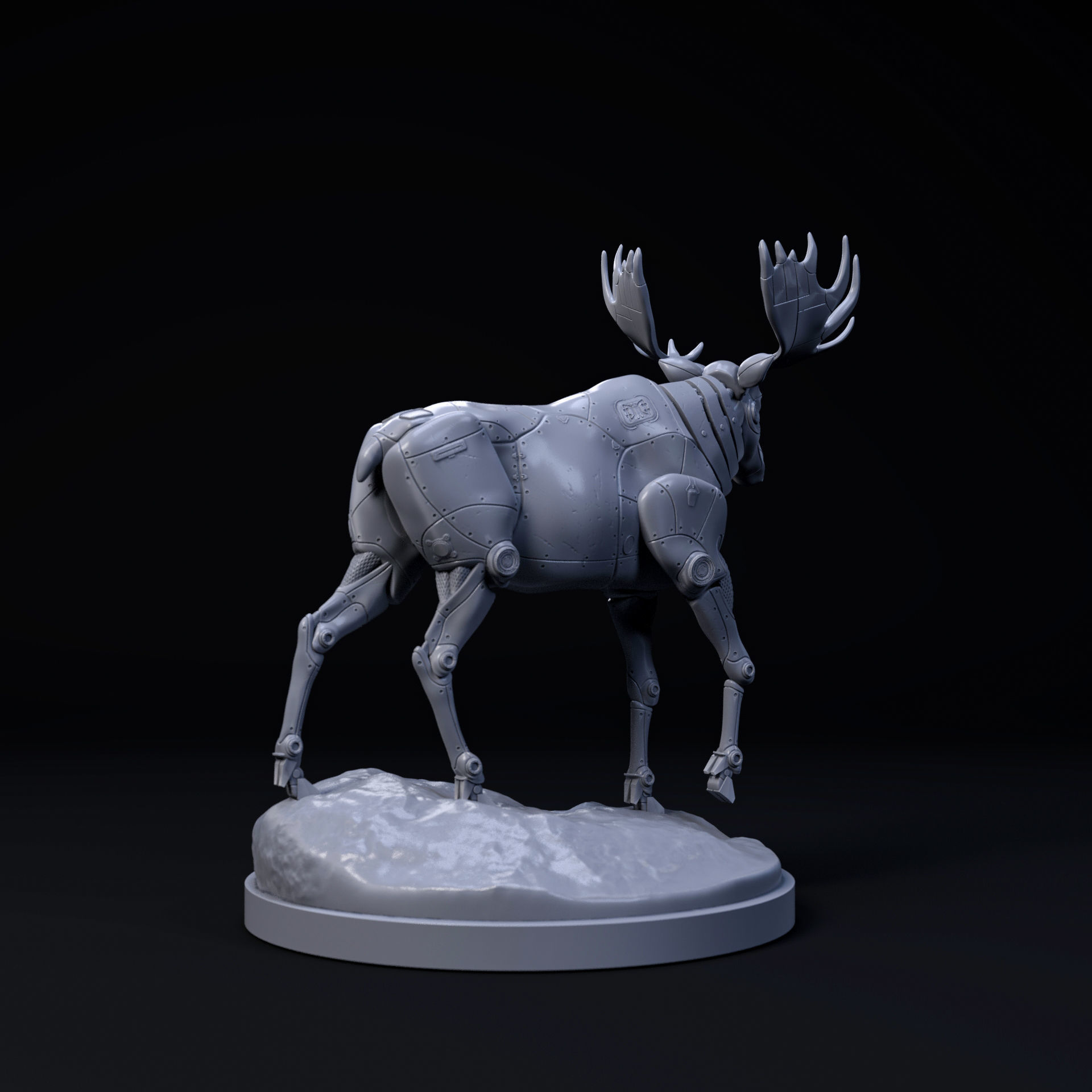 Moose mecha robot 32mm scale pre-supported animal 3D print model_3