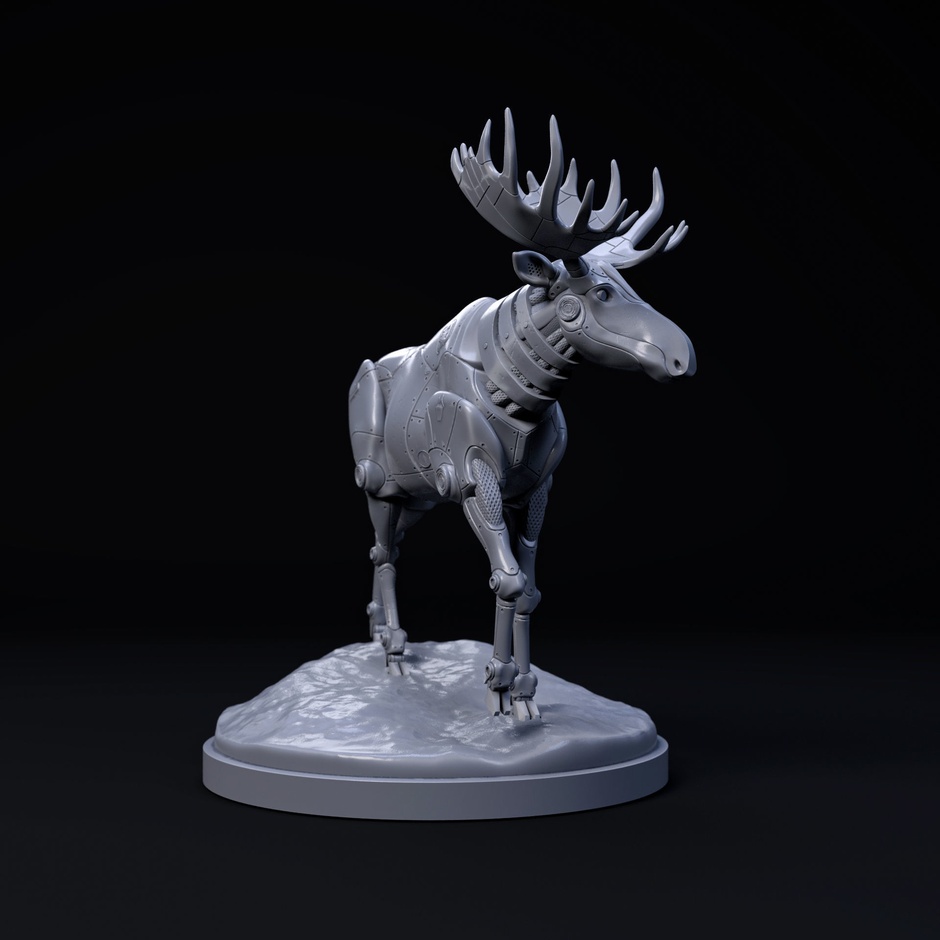 Moose mecha robot 32mm scale pre-supported animal 3D print model_4