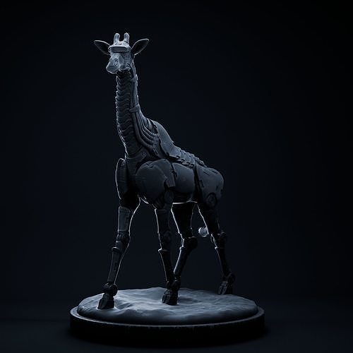 Giraffe mecha robot 32mm scale pre-supported animal 3D print model
