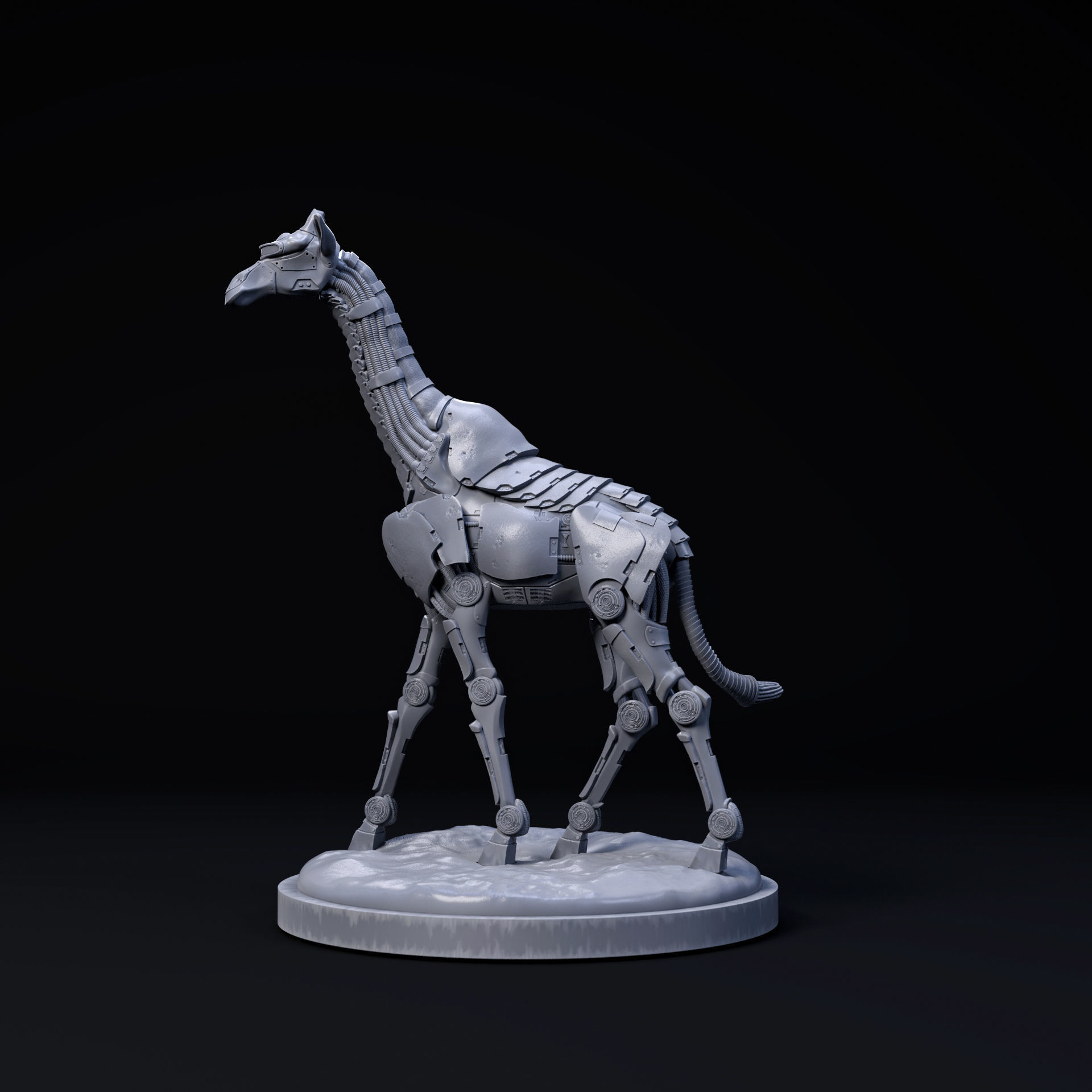 Giraffe mecha robot 32mm scale pre-supported animal 3D print model_2