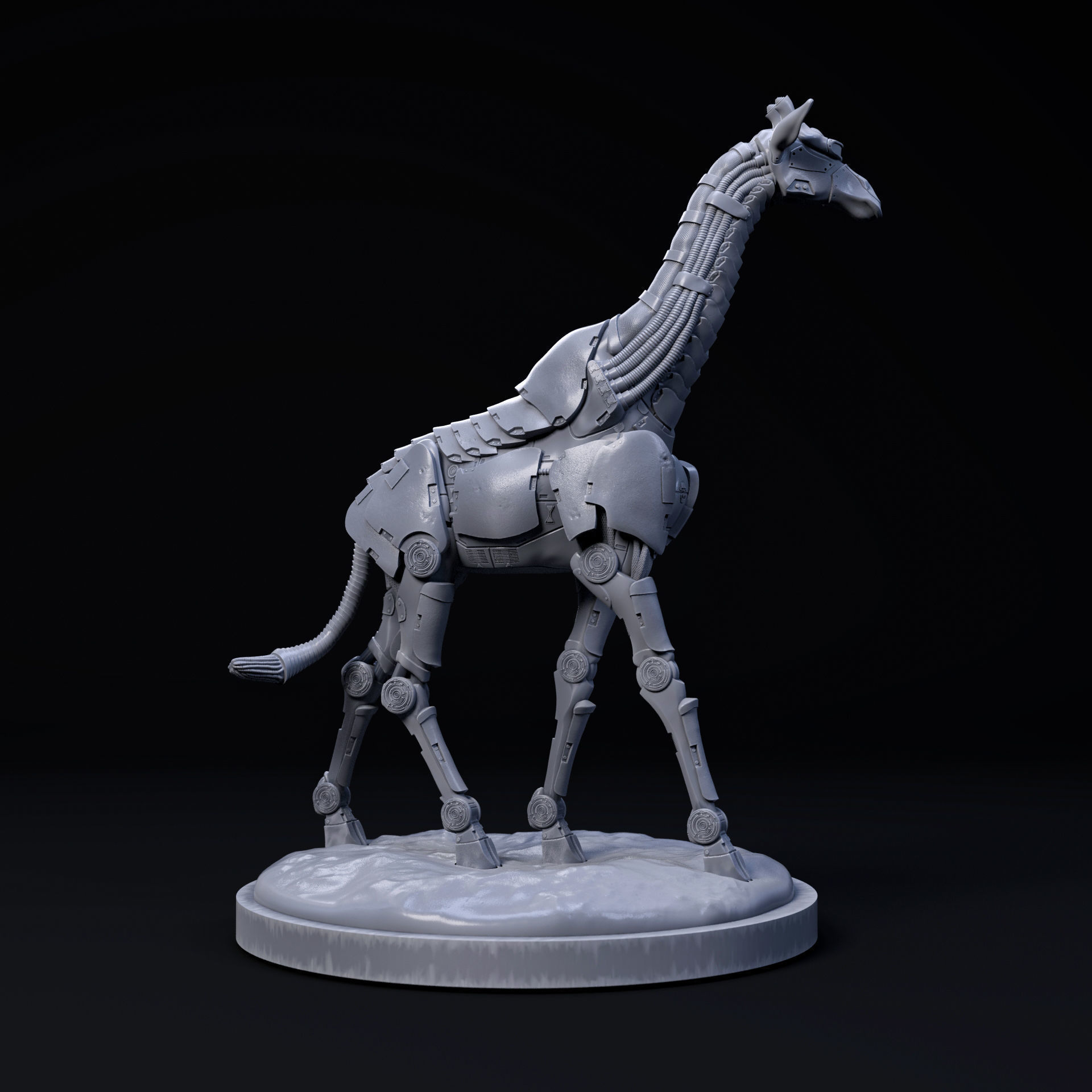 Giraffe mecha robot 32mm scale pre-supported animal 3D print model_4