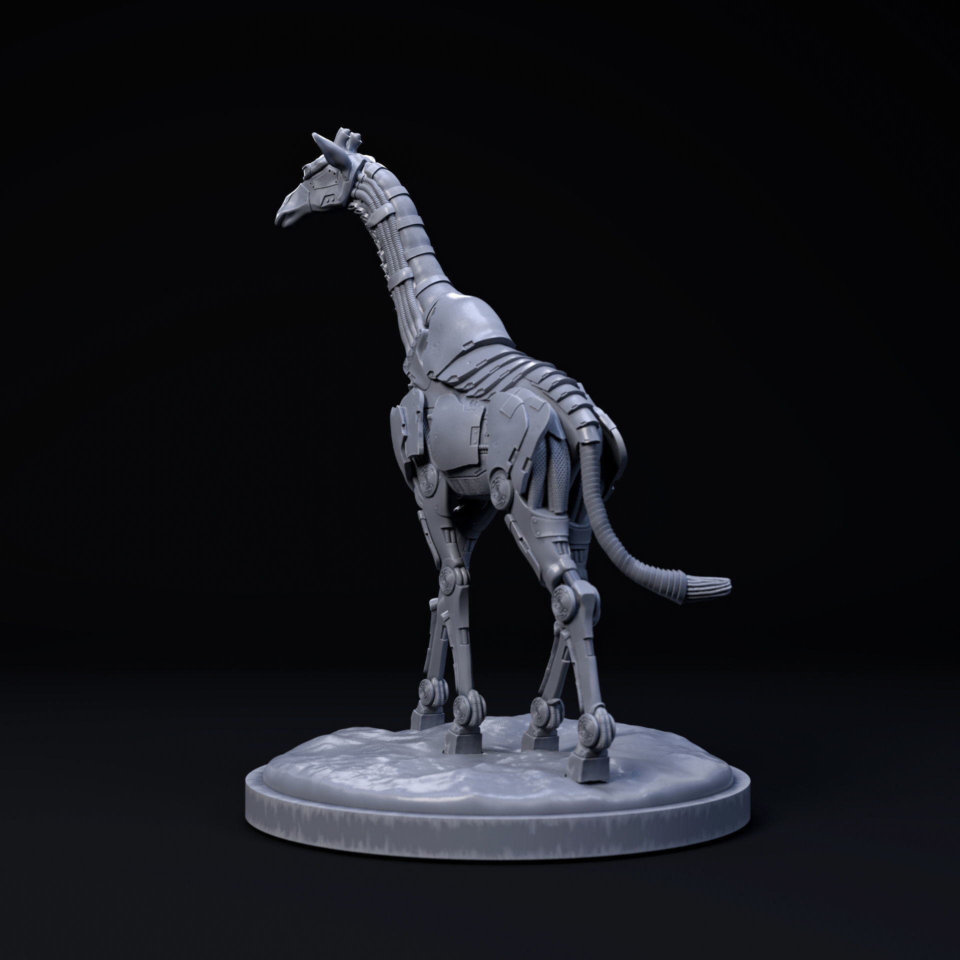Giraffe mecha robot 32mm scale pre-supported animal 3D print model_3