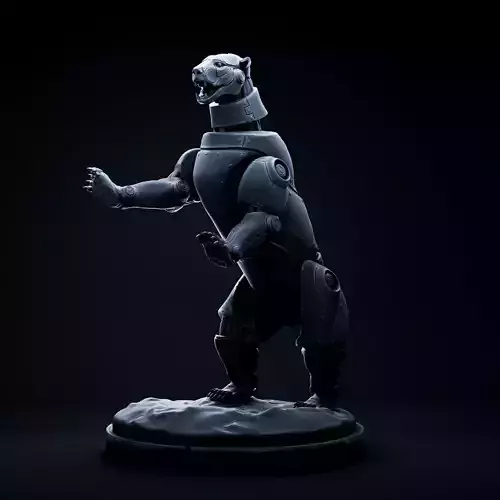 Polar bear mecha robot 32mm scale pre-supported animal 3D print model