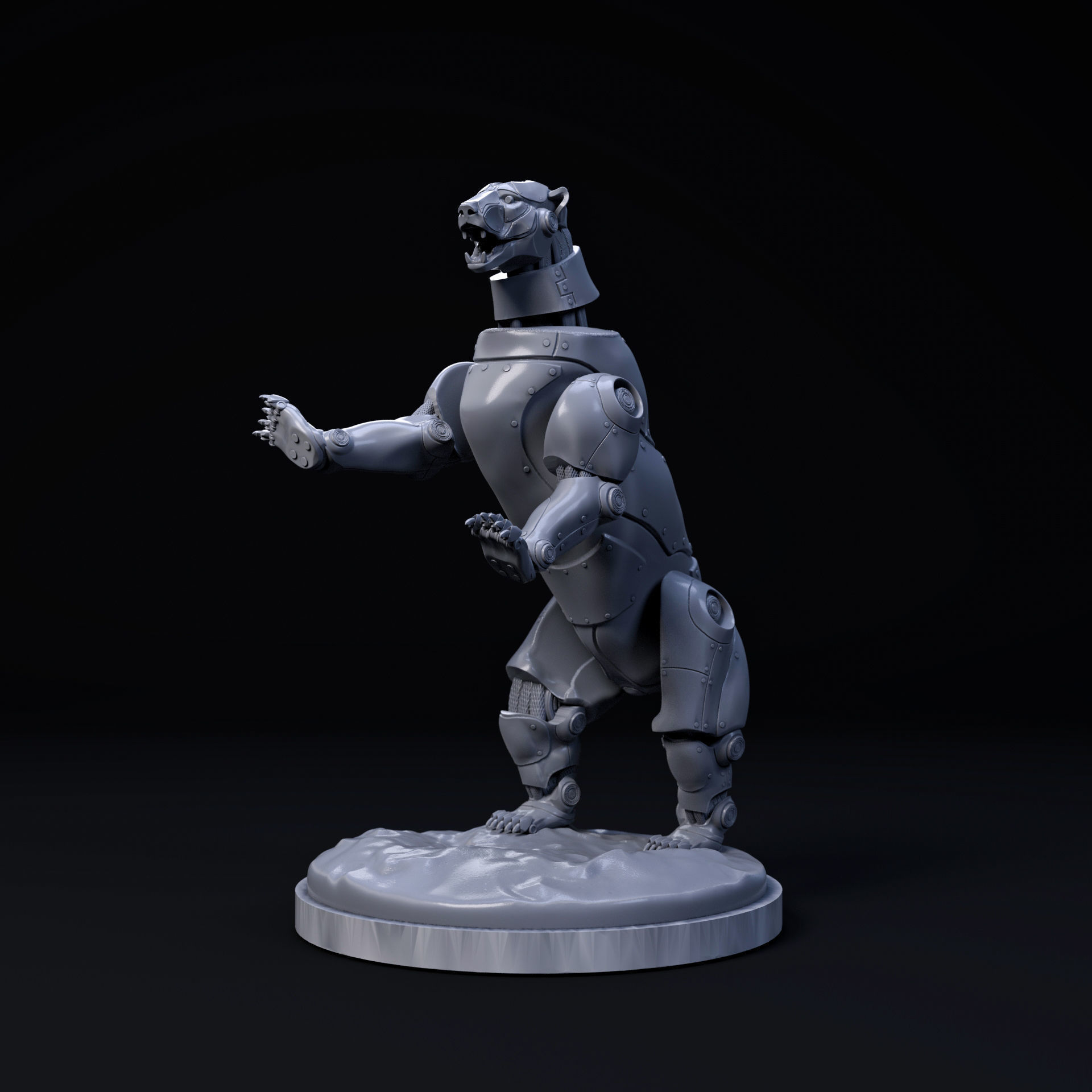 Polar bear mecha robot 32mm scale pre-supported animal 3D print model_1