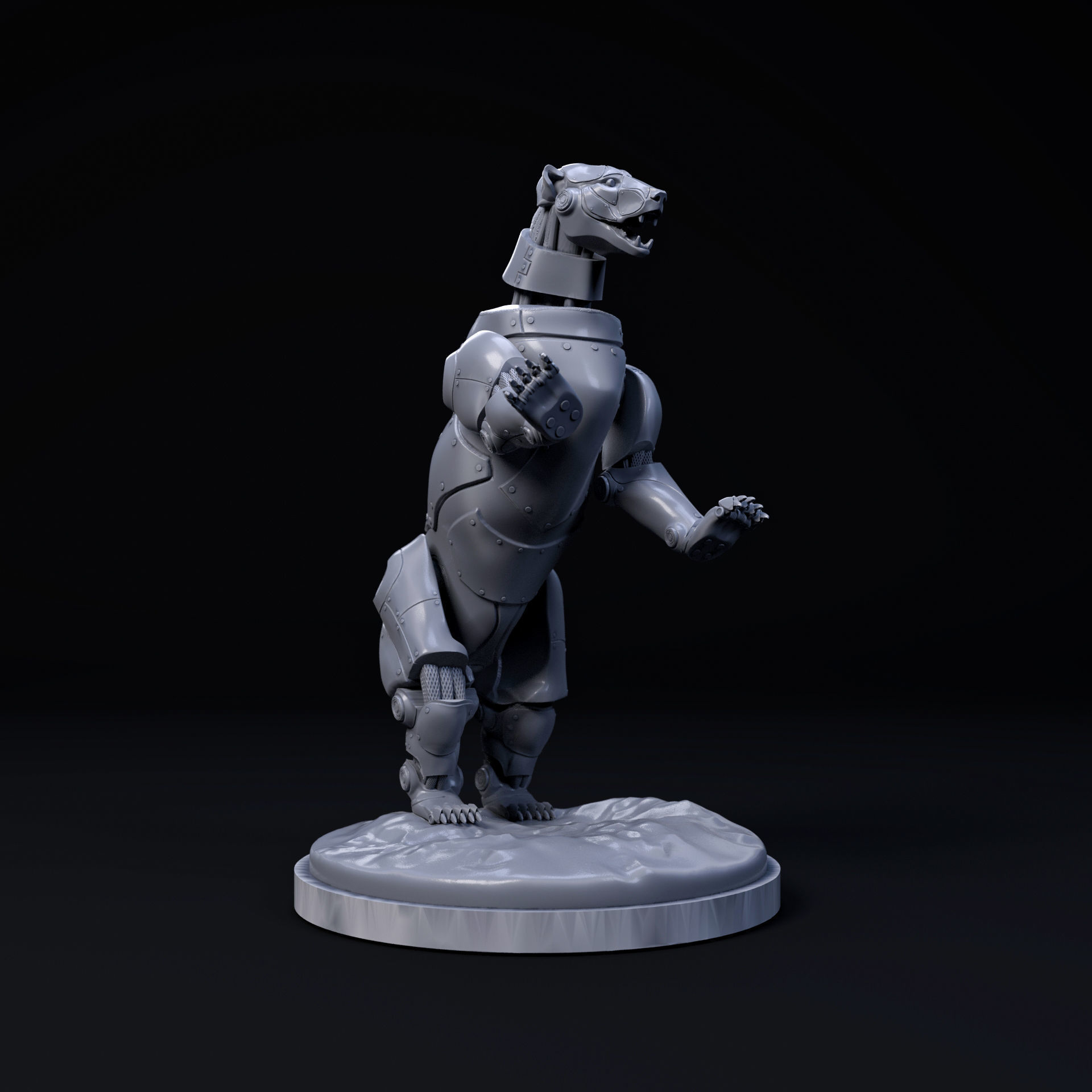 Polar bear mecha robot 32mm scale pre-supported animal 3D print model_4