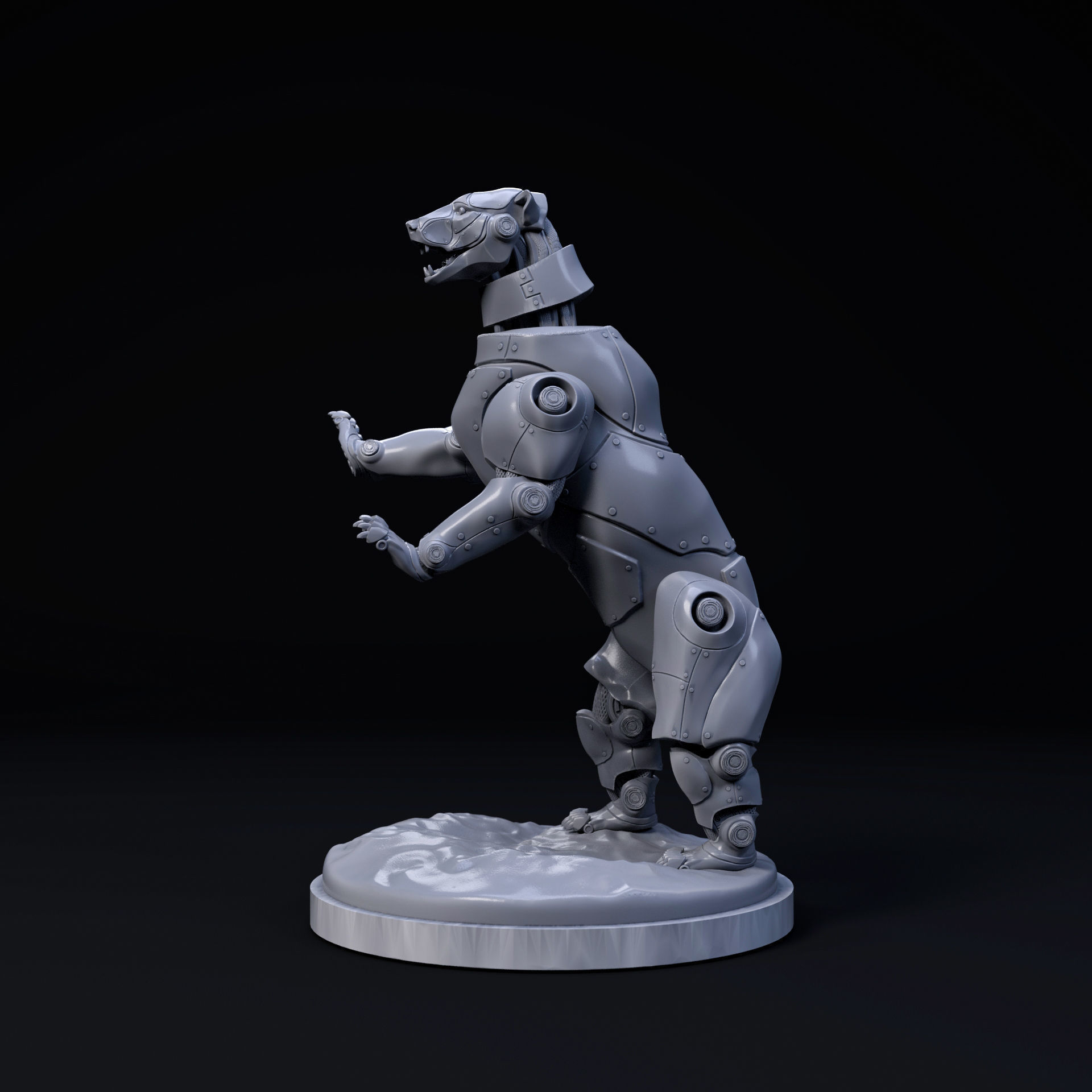 Polar bear mecha robot 32mm scale pre-supported animal 3D print model_2