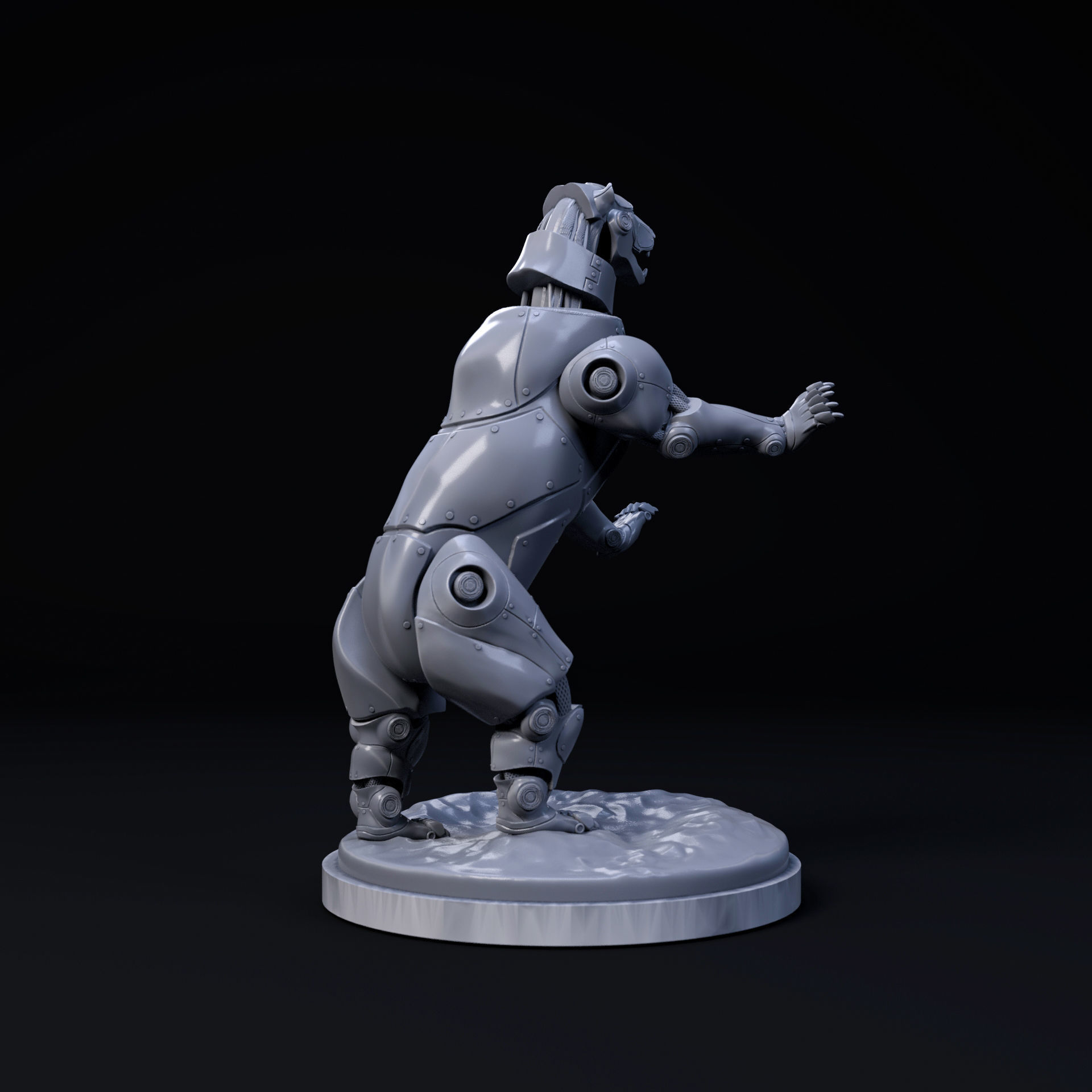Polar bear mecha robot 32mm scale pre-supported animal 3D print model_3