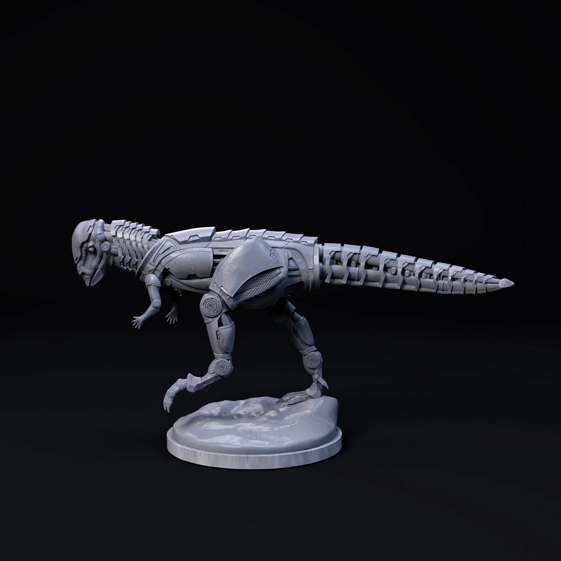 Pachycephalosaurus mecha robot 32mm scale pre-supported dinosaur 3D print model_2