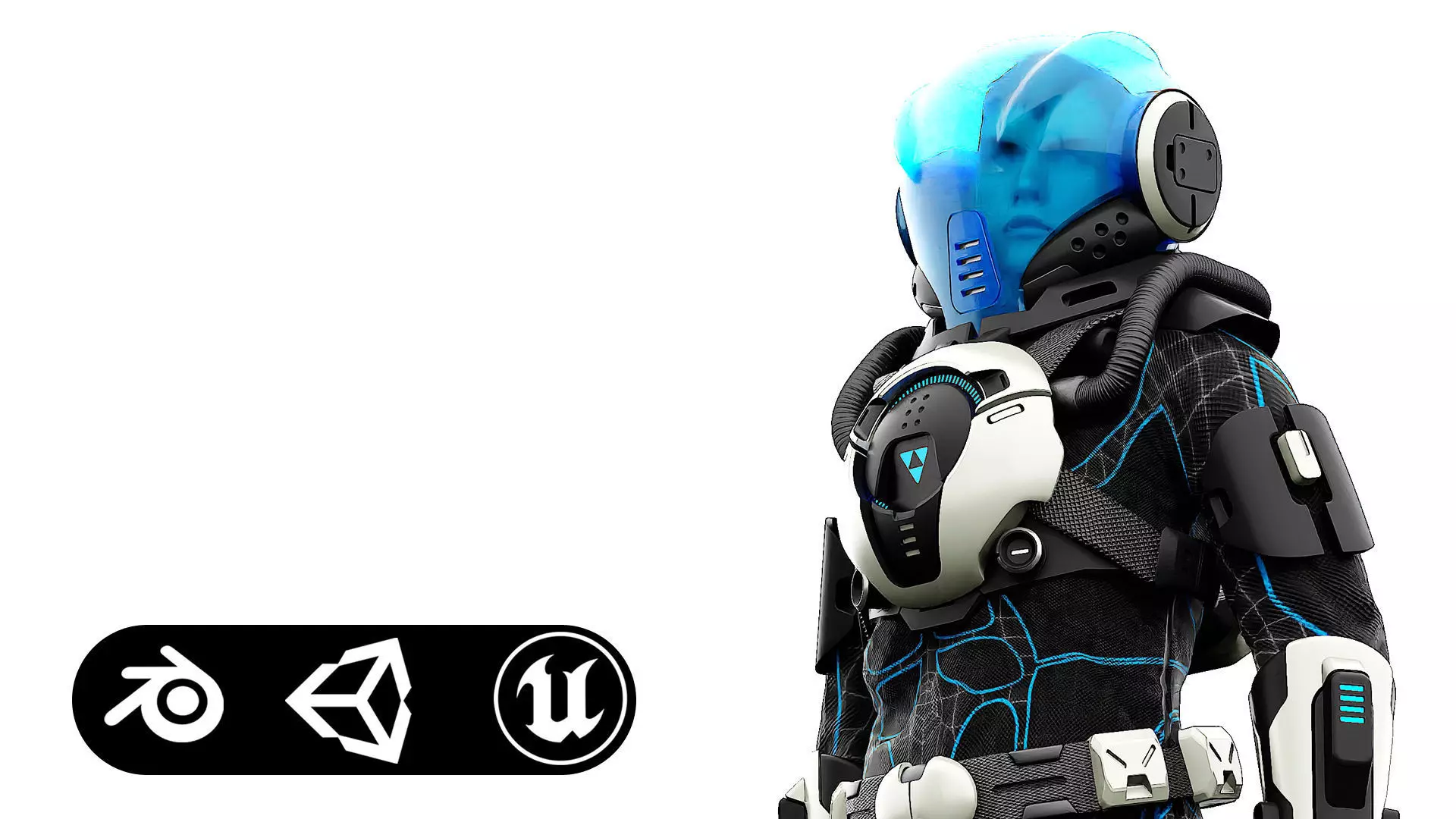 CYBER ASTRONAUT-Z  Rigged for Unreal Engine - Unity - MIXAMO 3D model_0