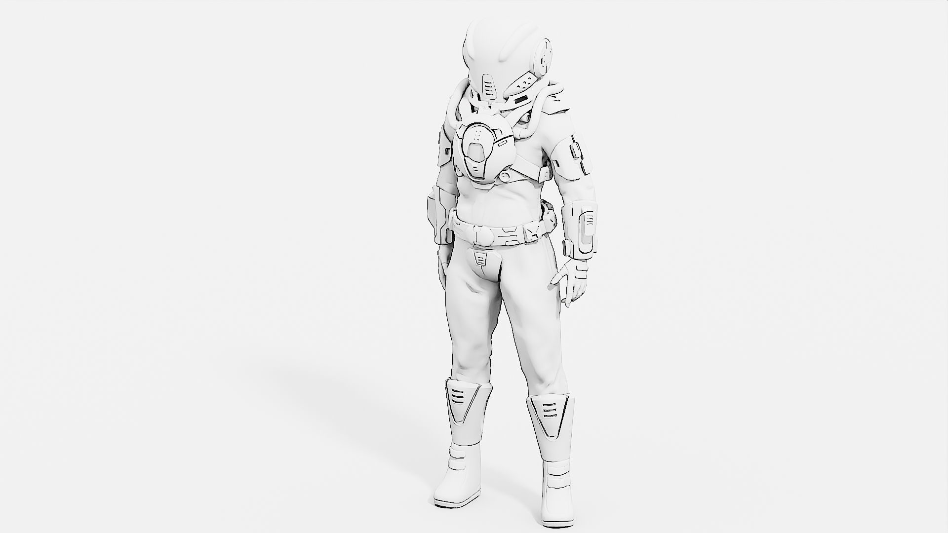 CYBER ASTRONAUT-Z  Rigged for Unreal Engine - Unity - MIXAMO 3D model_32