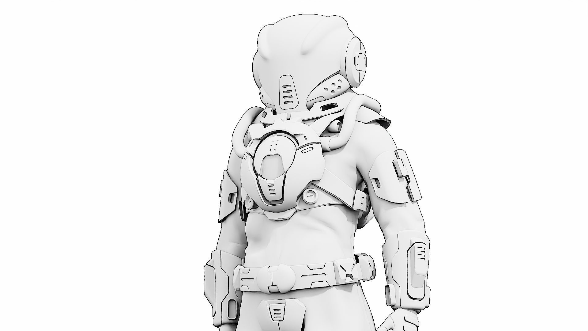 CYBER ASTRONAUT-Z  Rigged for Unreal Engine - Unity - MIXAMO 3D model_34