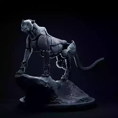 Cheetah mecha robot 32mm scale pre-supported animal 3D print model