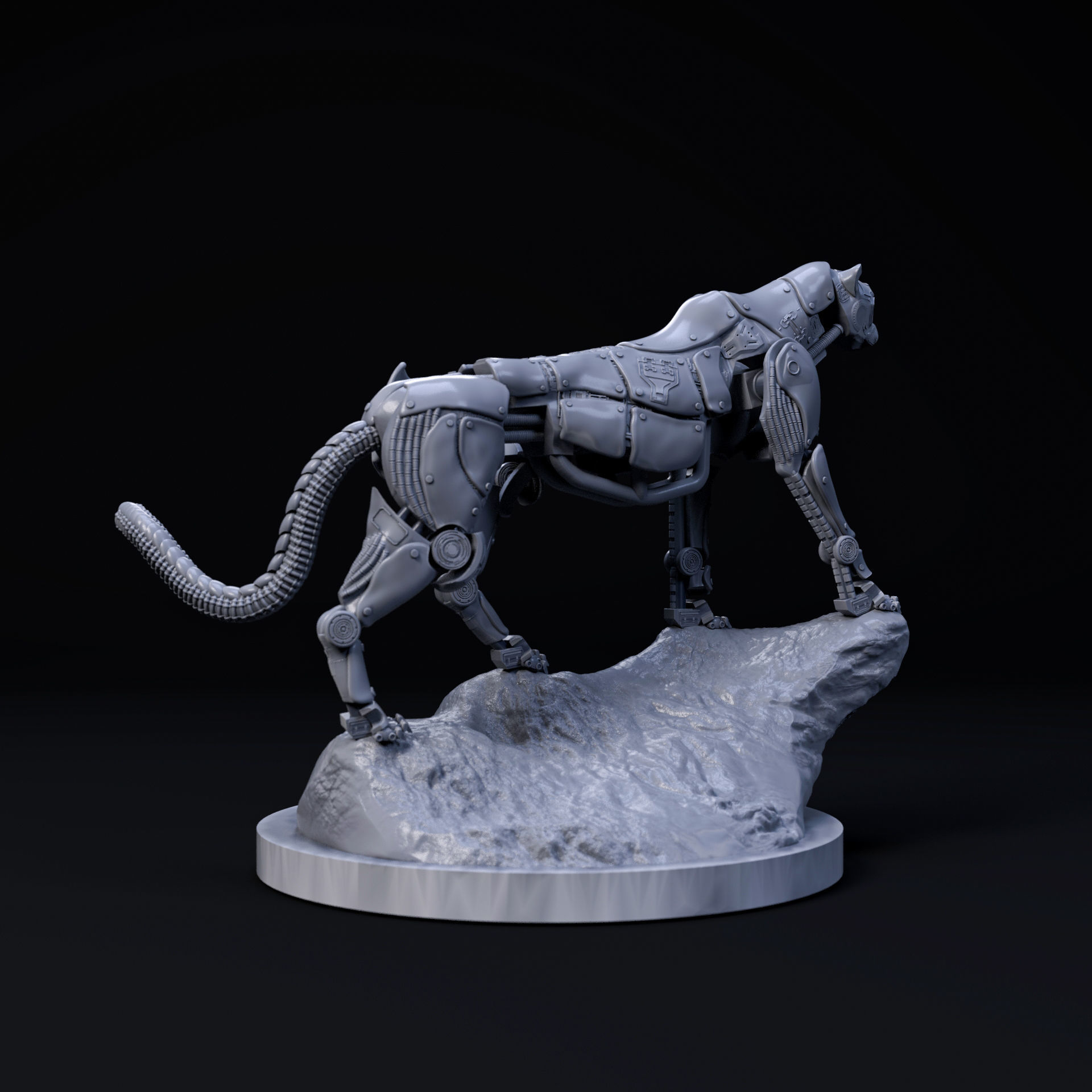 Cheetah mecha robot 32mm scale pre-supported animal 3D print model_4