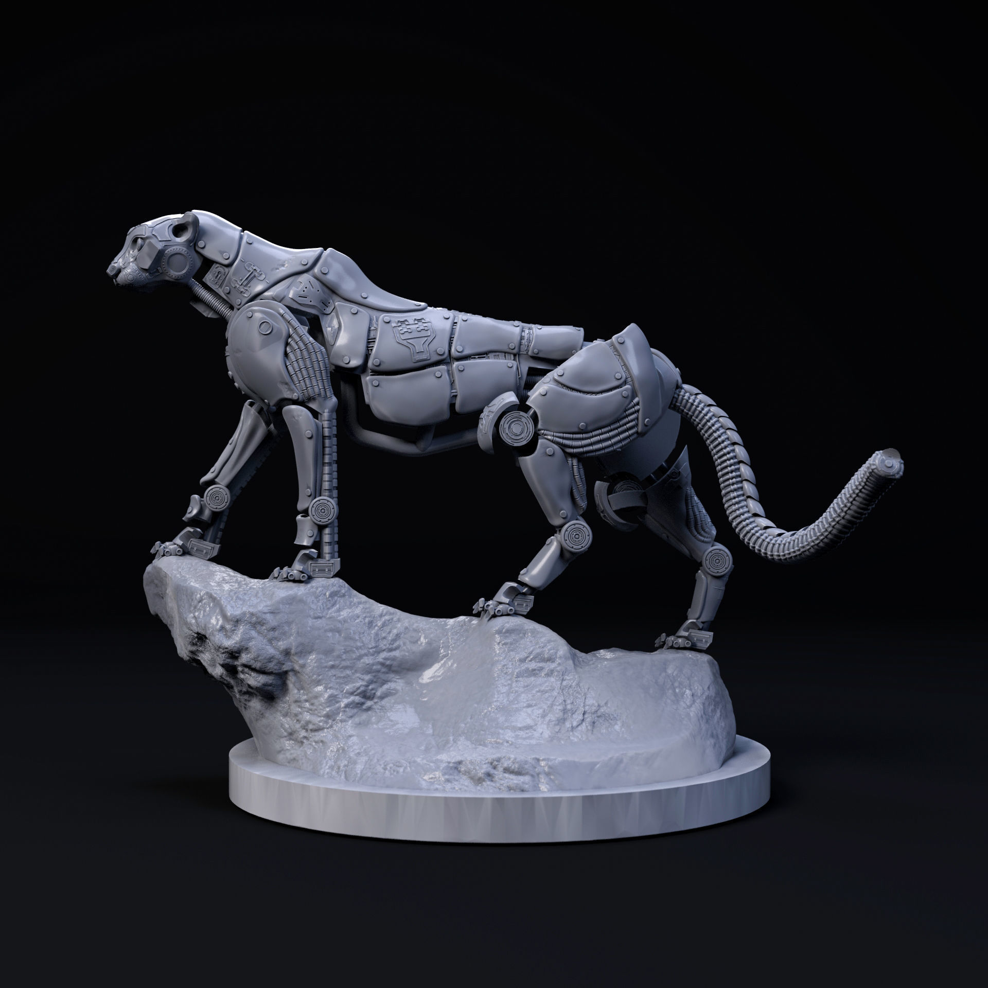 Cheetah mecha robot 32mm scale pre-supported animal 3D print model_2