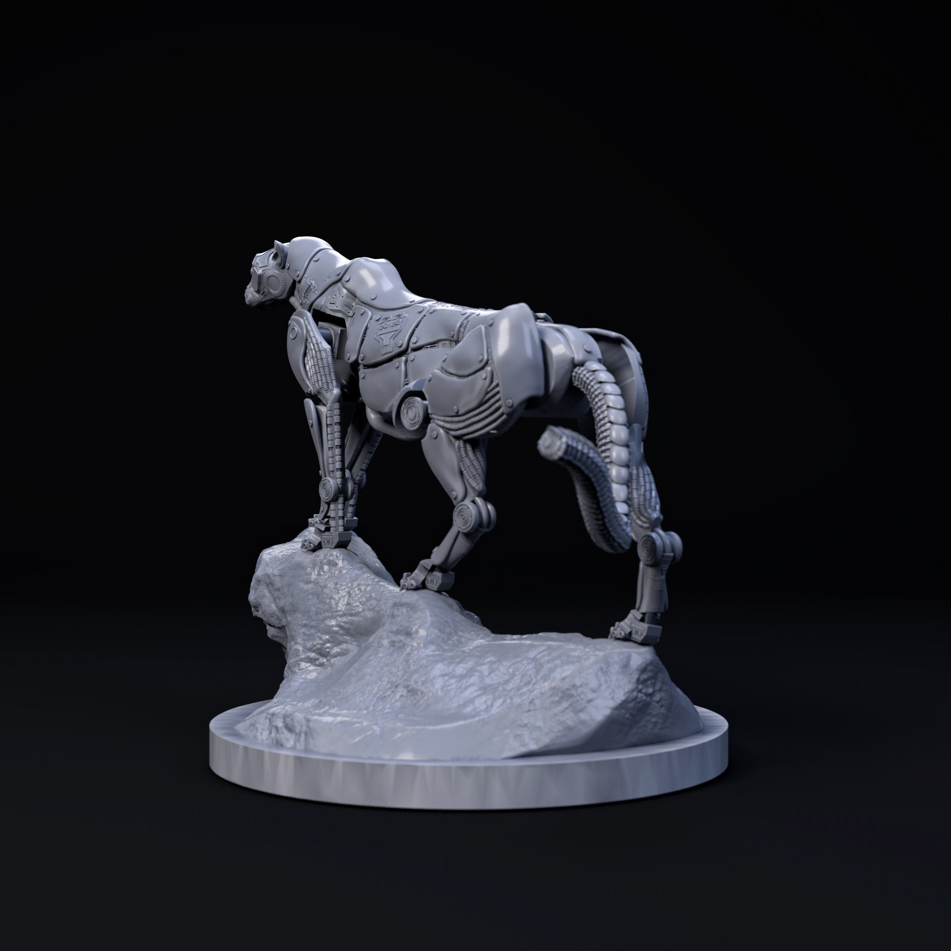 Cheetah mecha robot 32mm scale pre-supported animal 3D print model_3