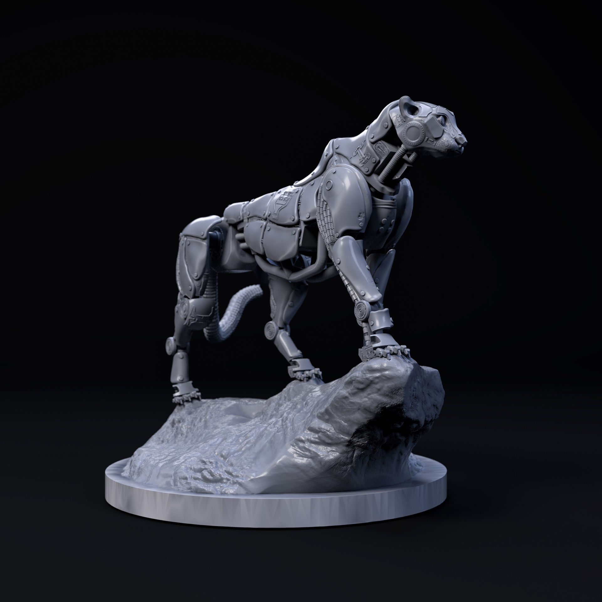 Cheetah mecha robot 32mm scale pre-supported animal 3D print model_5