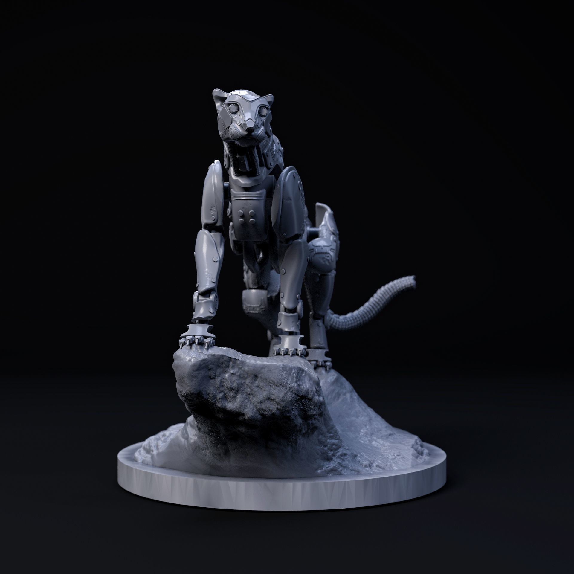 Cheetah mecha robot 32mm scale pre-supported animal 3D print model_6
